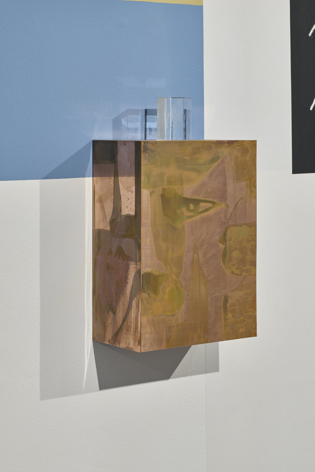 Artwork by Paul Maheke, Redreaming the Dream I, Made of Oxidised copper, 3D laser etched drawing in acrylic glass 