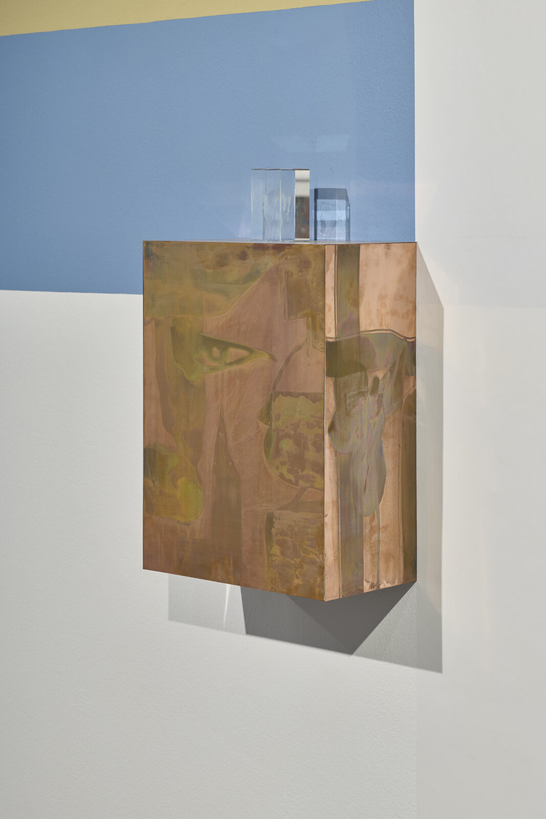 Artwork by Paul Maheke, Redreaming the Dream I, Made of Oxidised copper, 3D laser etched drawing in acrylic glass 