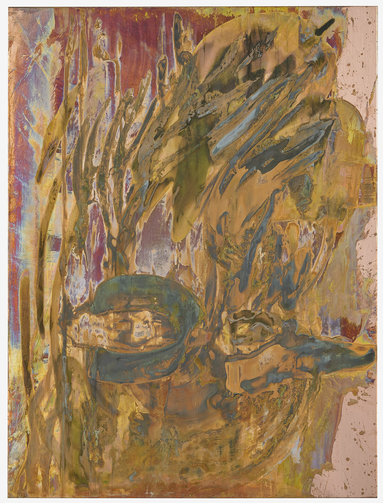 Artwork by Paul Maheke, Turn The Tide: Redo, Made of Ferric chloride on copper 