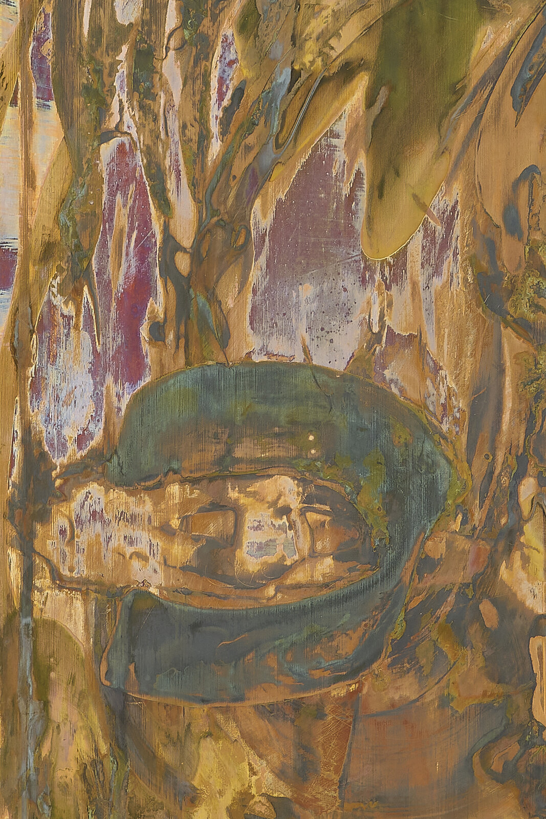 Artwork by Paul Maheke, Turn The Tide: Redo, Made of Ferric chloride on copper 