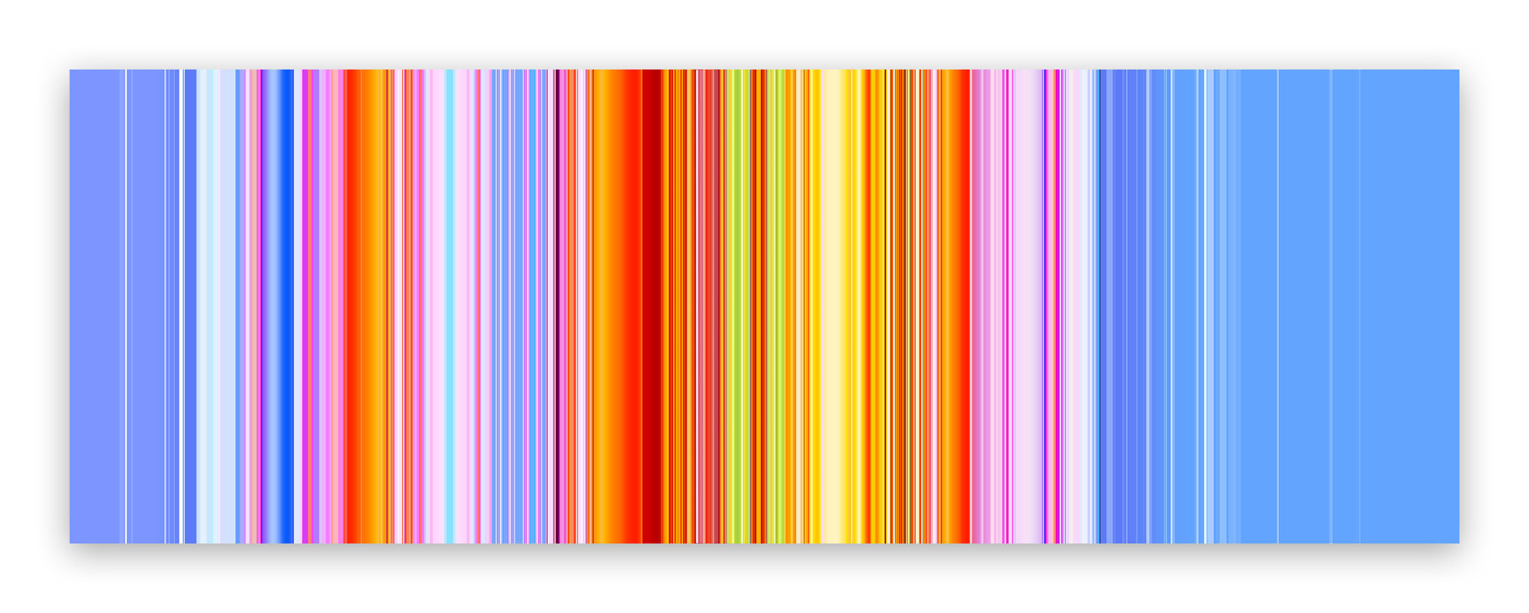 A colorful striped pattern on a blue background.