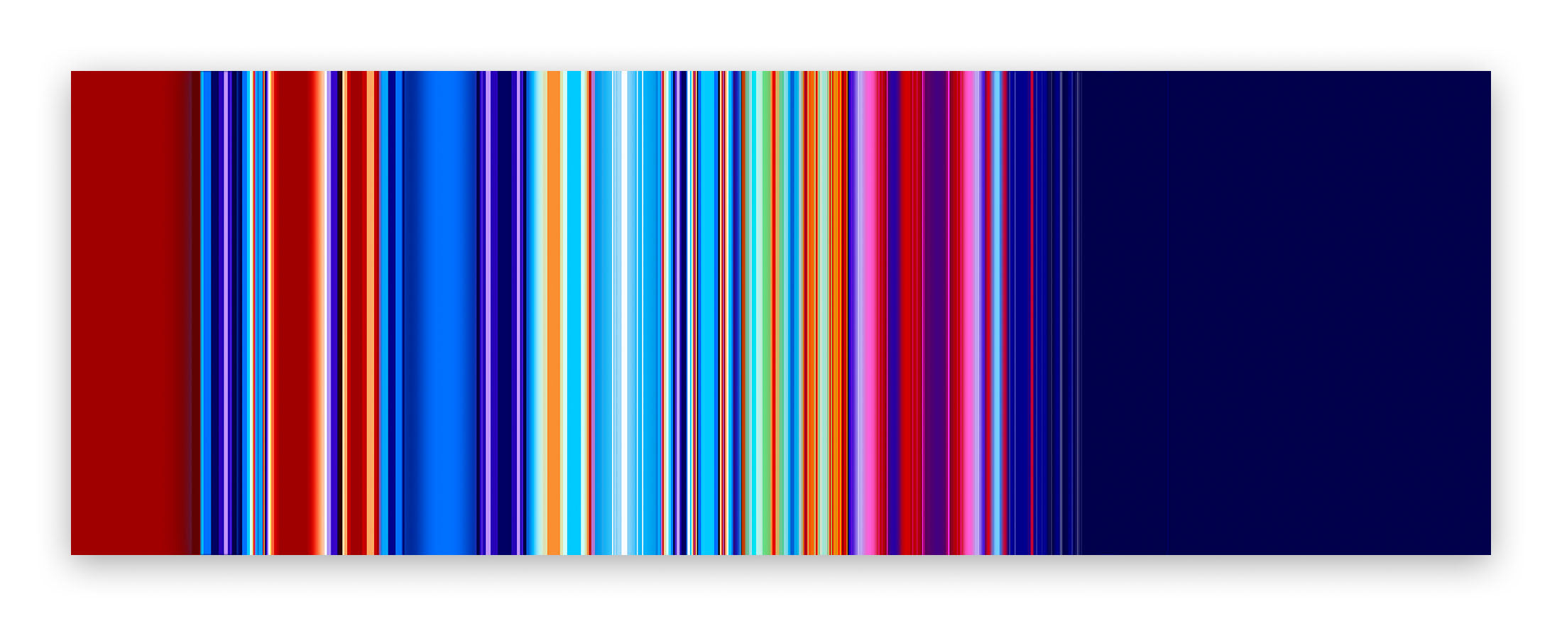 A blue and red striped background with a white border.