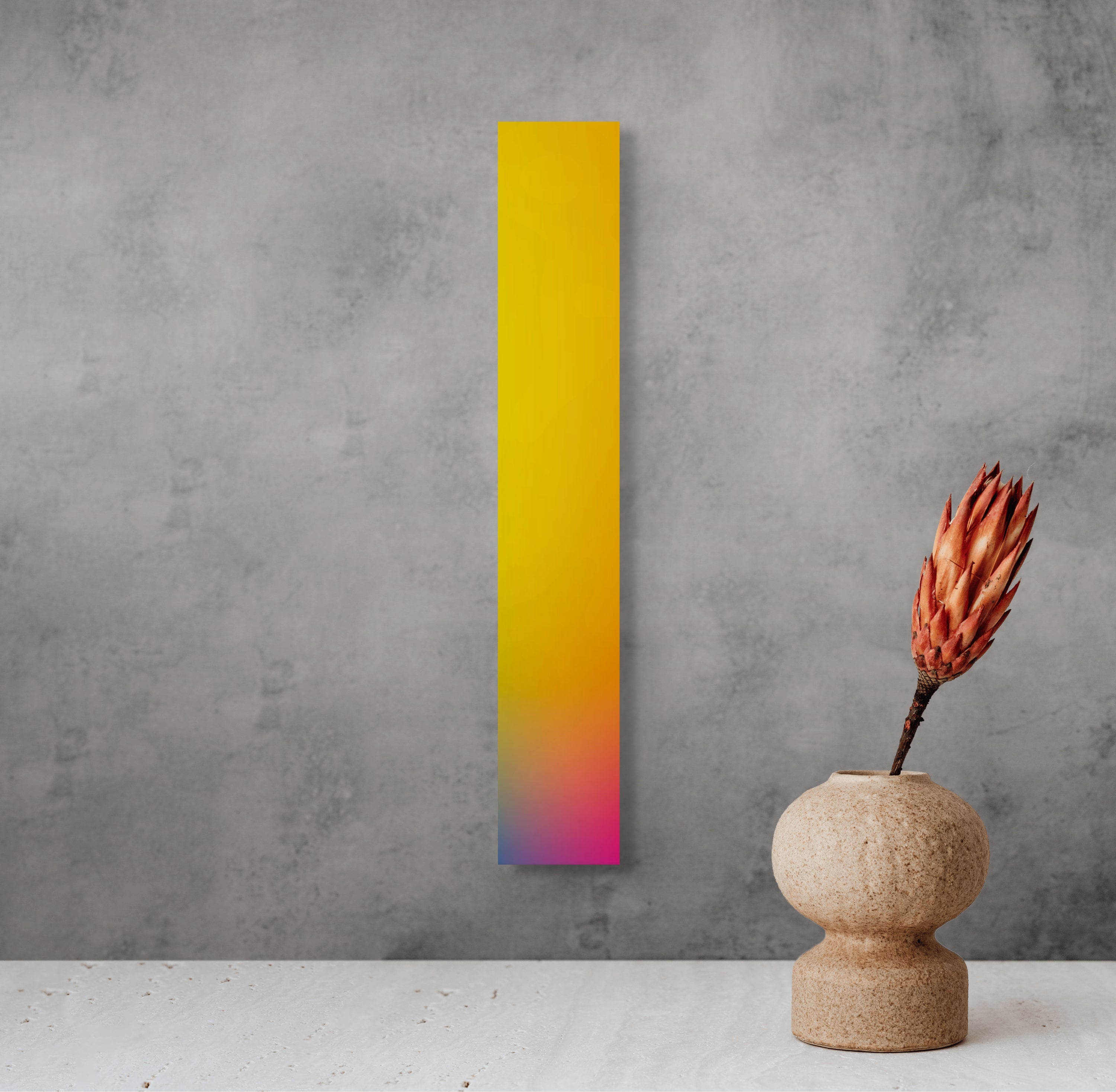 a yellow and pink vertical stripe on a white background