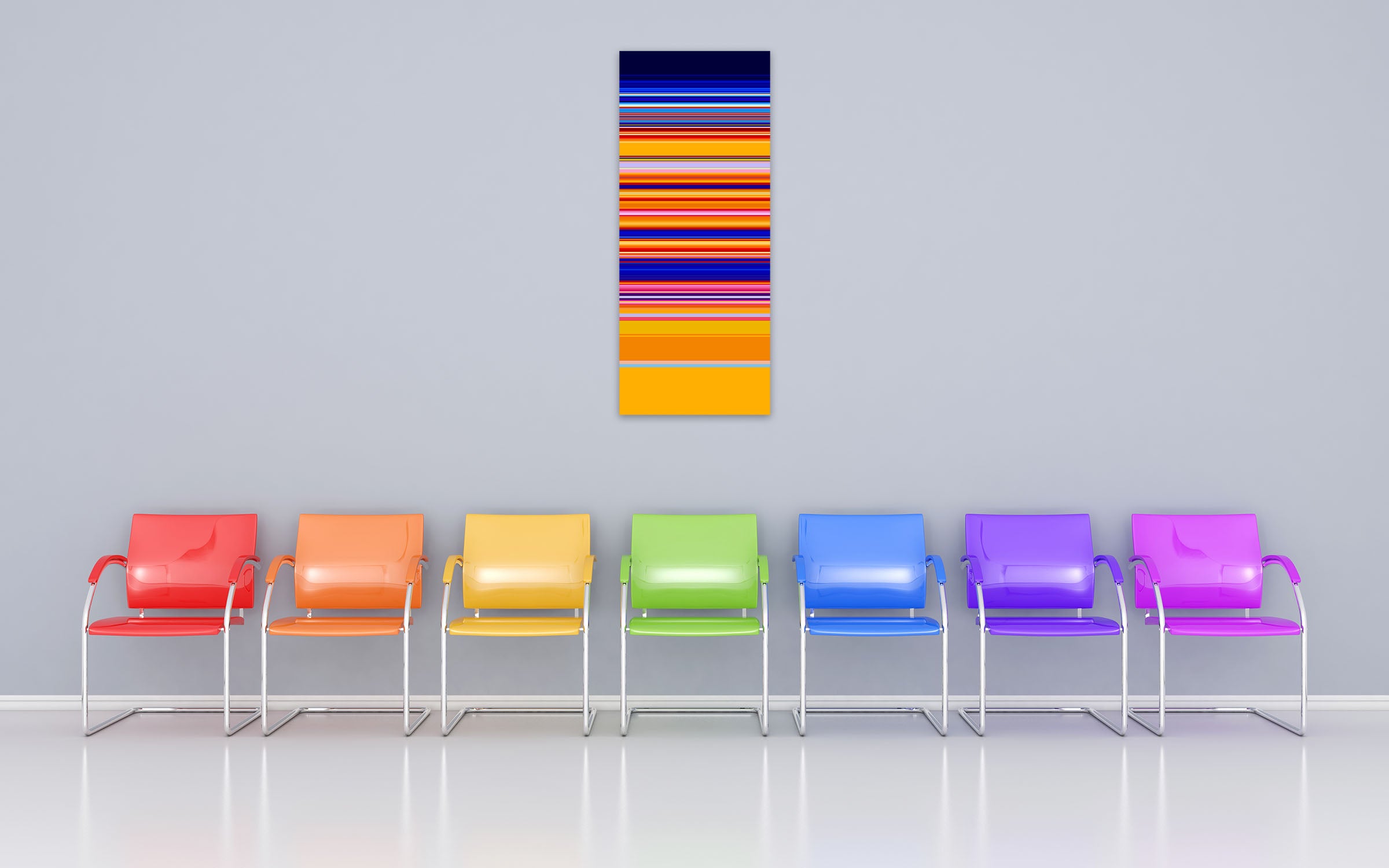 A colorful striped pattern on a white background.
