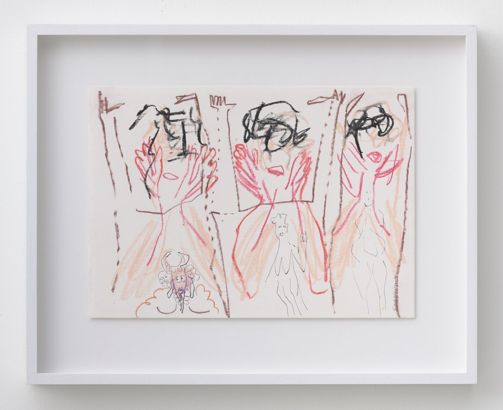 Artwork by Pélagie Gbaguidi, Care, Made of Wax pastel, grease and coloured pencil on paper 