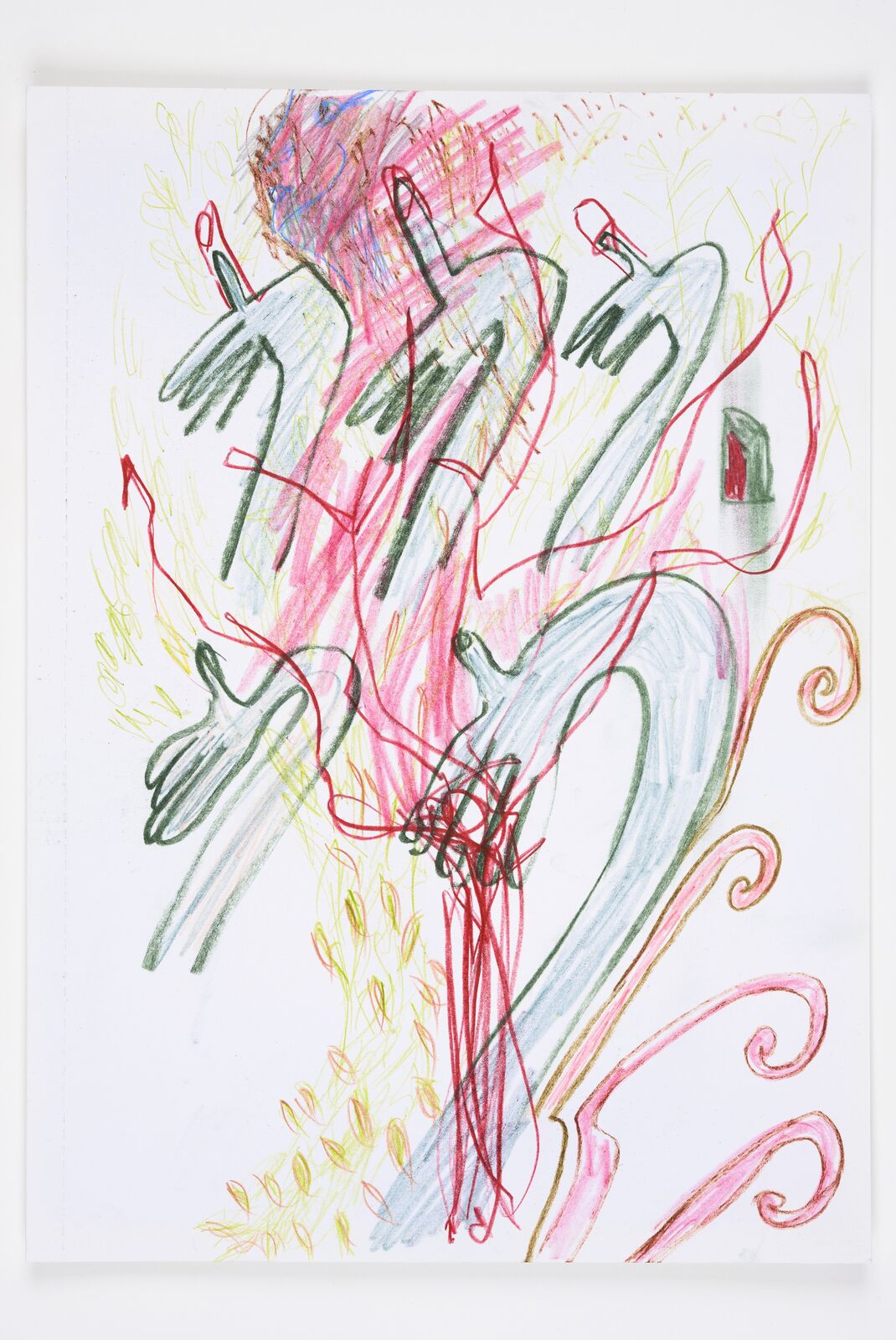 Artwork by Pélagie Gbaguidi, De-Fossilization Of The Look, Dialogue With Madonna Del Parto, Made of Coloured charcoal and coloured pencil on paper 