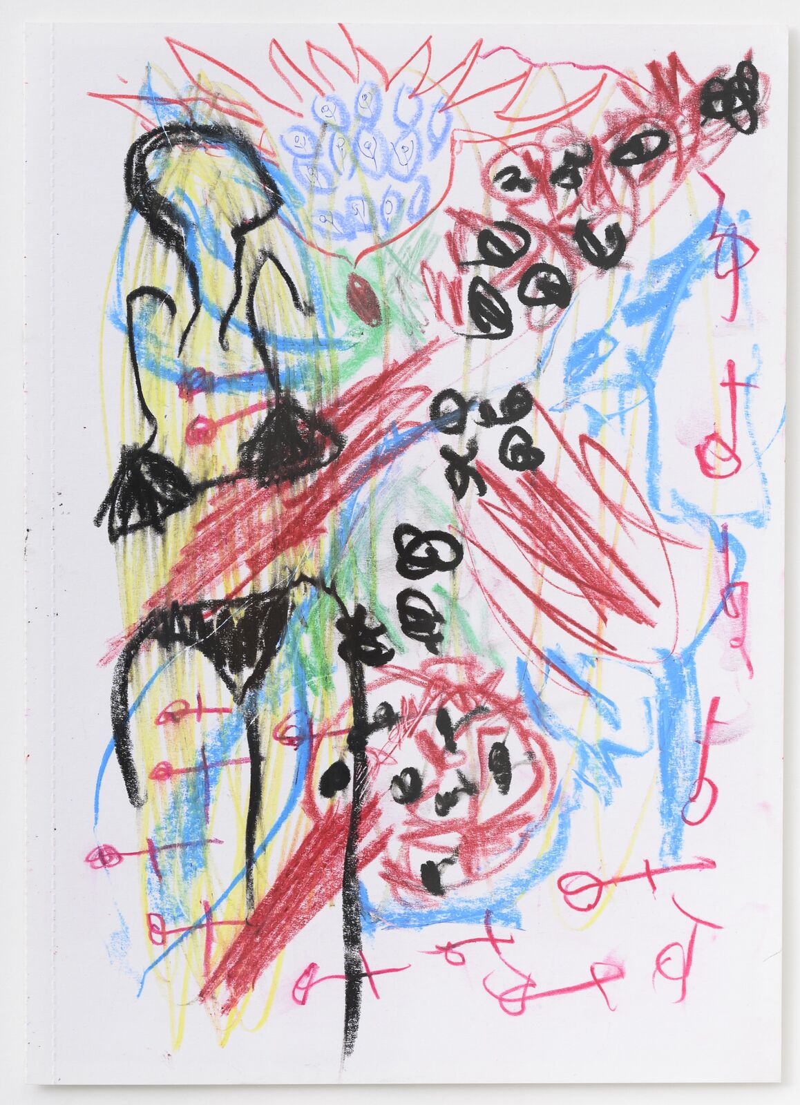 Artwork by Pélagie Gbaguidi, De-Fossilization Of The Look, Dialogue With Madonna Del Parto, Made of Coloured charcoal and coloured pencil on paper 