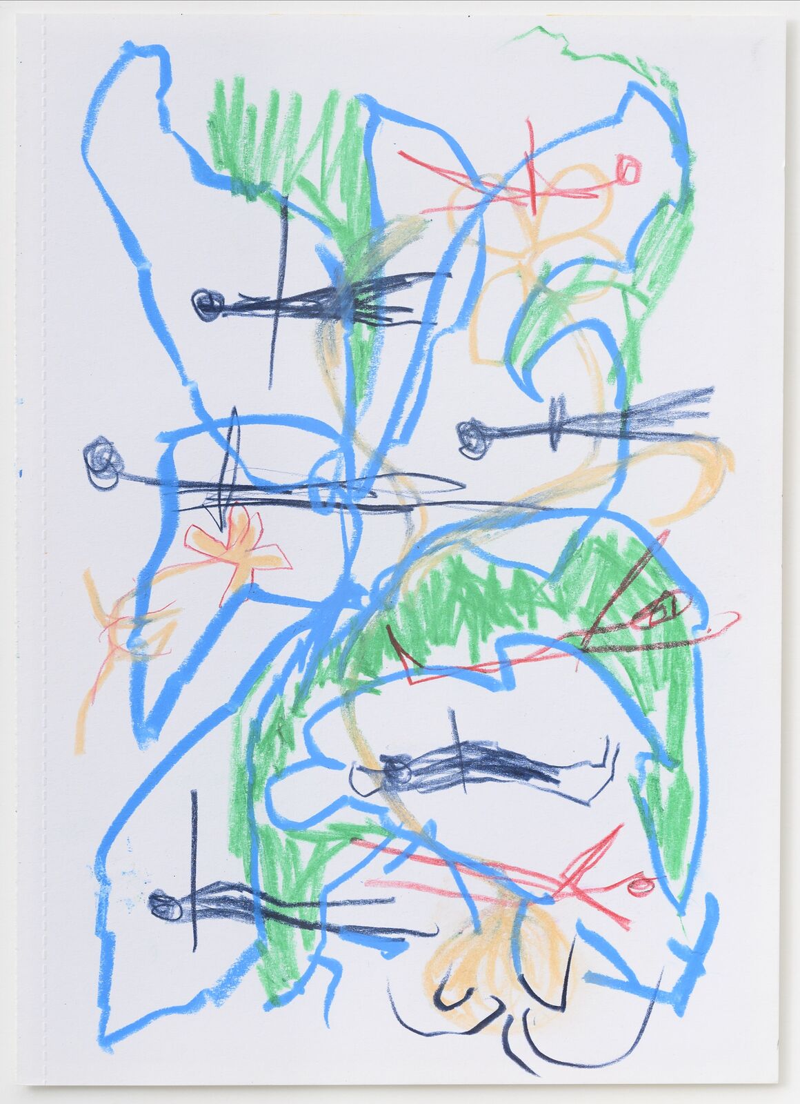 Artwork by Pélagie Gbaguidi, De-Fossilization Of The Look, Dialogue With Madonna Del Parto, Made of Coloured charcoal and coloured pencil on paper 
