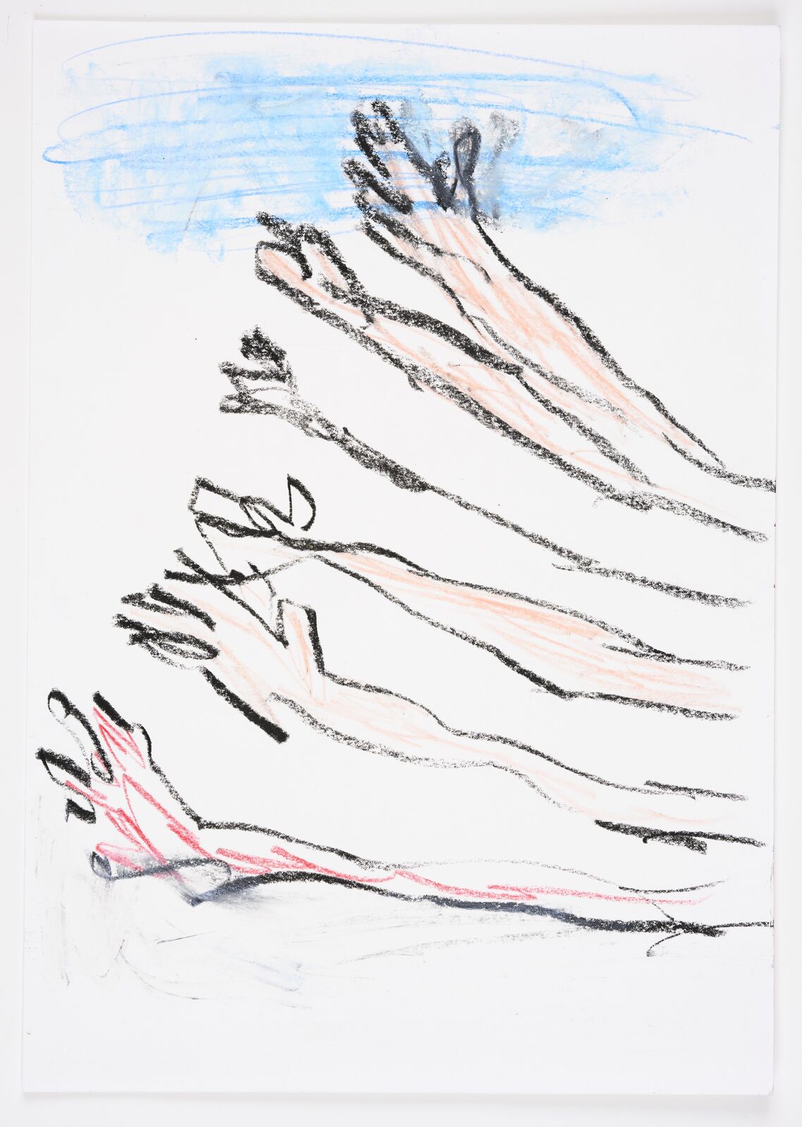 Artwork by Pélagie Gbaguidi, De-Fossilization Of The Look, Dialogue With Madonna Del Parto, Made of Coloured charcoal and coloured pencil on paper 