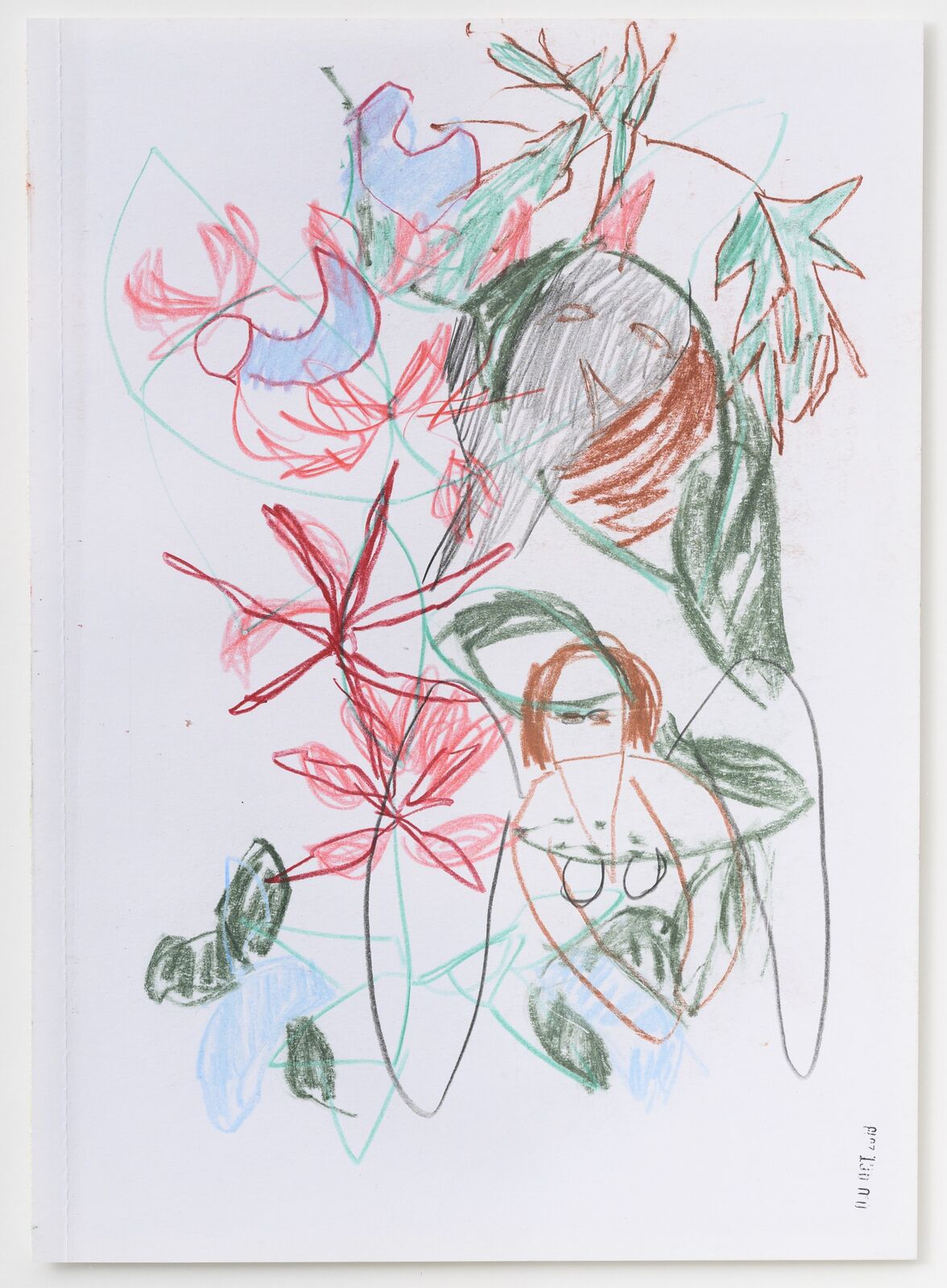 Artwork by Pélagie Gbaguidi, De-Fossilization Of The Look, Dialogue With Madonna Del Parto, Made of Coloured charcoal and coloured pencil on paper 