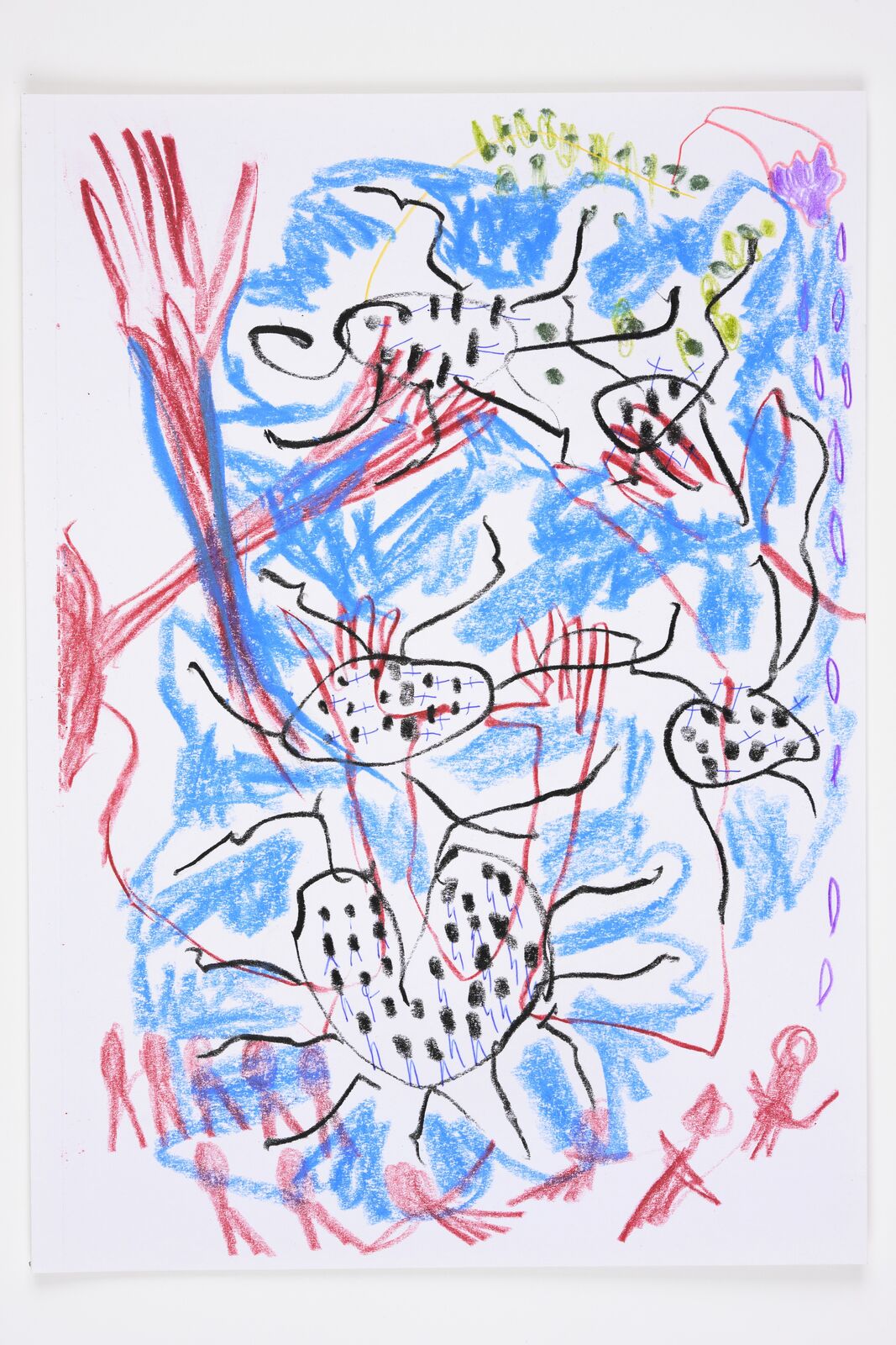 Artwork by Pélagie Gbaguidi, De-Fossilization Of The Look, Dialogue With Madonna Del Parto, Made of Coloured charcoal and coloured pencil on paper 