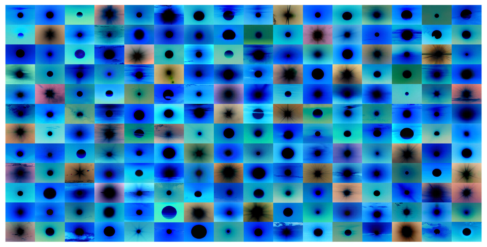 11892865 Suns from Sunsets from Flickr Reversal (Partial) 1/25/13 by Penelope Umbrico, 2013