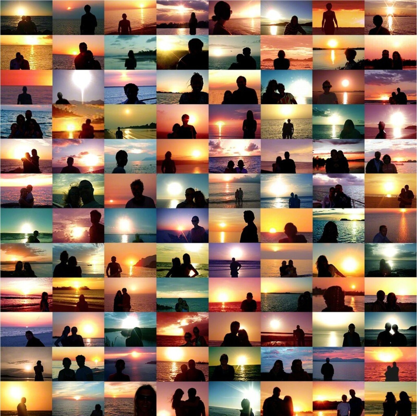 Sunset Portraits from 33,755,447 Sunset Pictures on Flickr on 08/16/17 by Penelope Umbrico, 2017