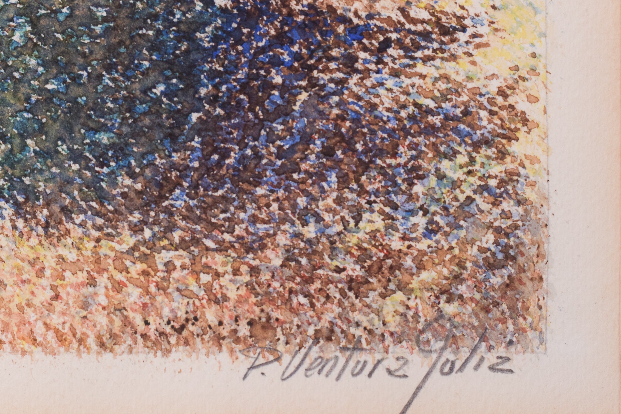 Artwork by Pere Ventura Julià, Three Pointillist Watercolours, Made of Watercolour on paper 