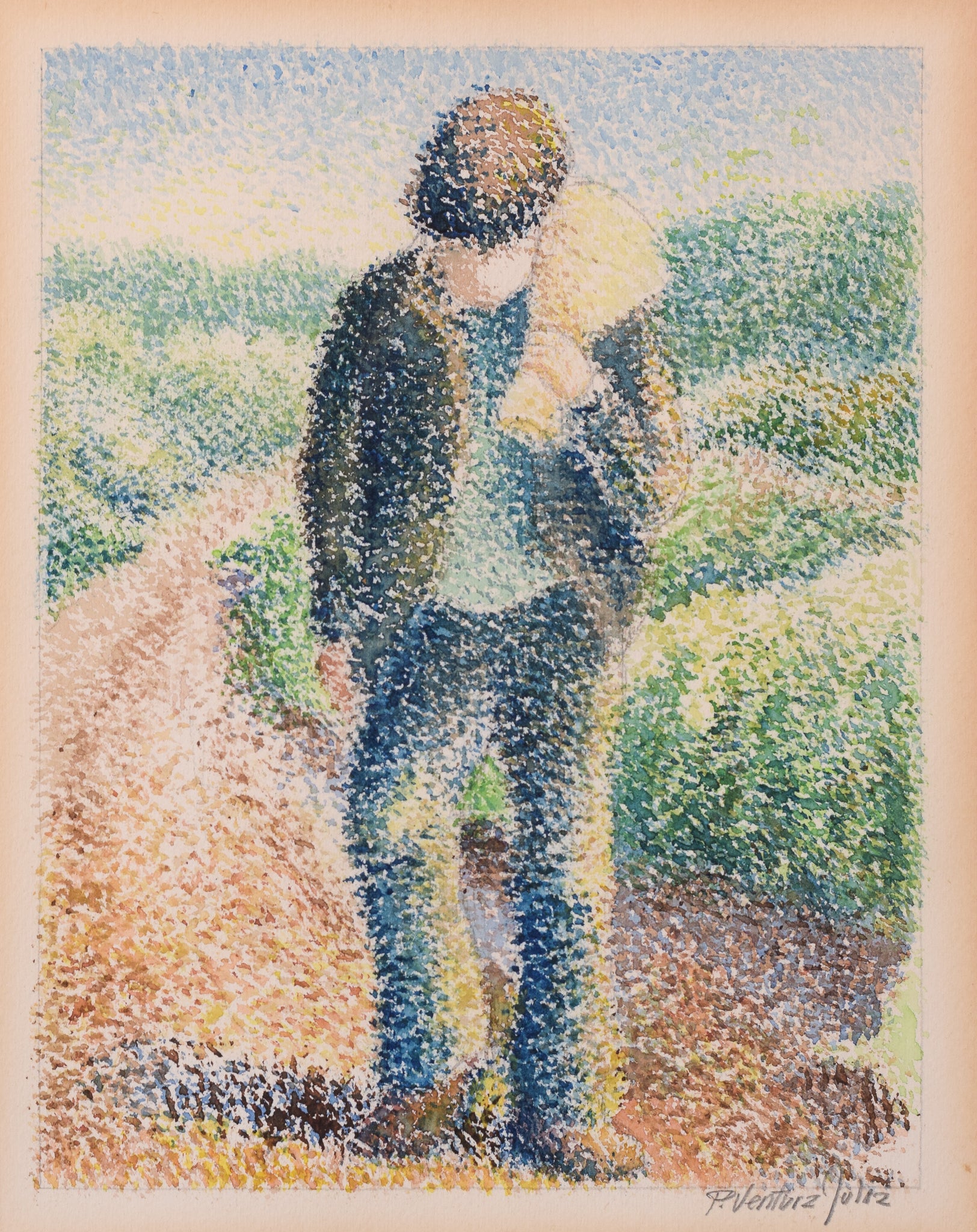 Artwork by Pere Ventura Julià, Three Pointillist Watercolours, Made of Watercolour on paper 