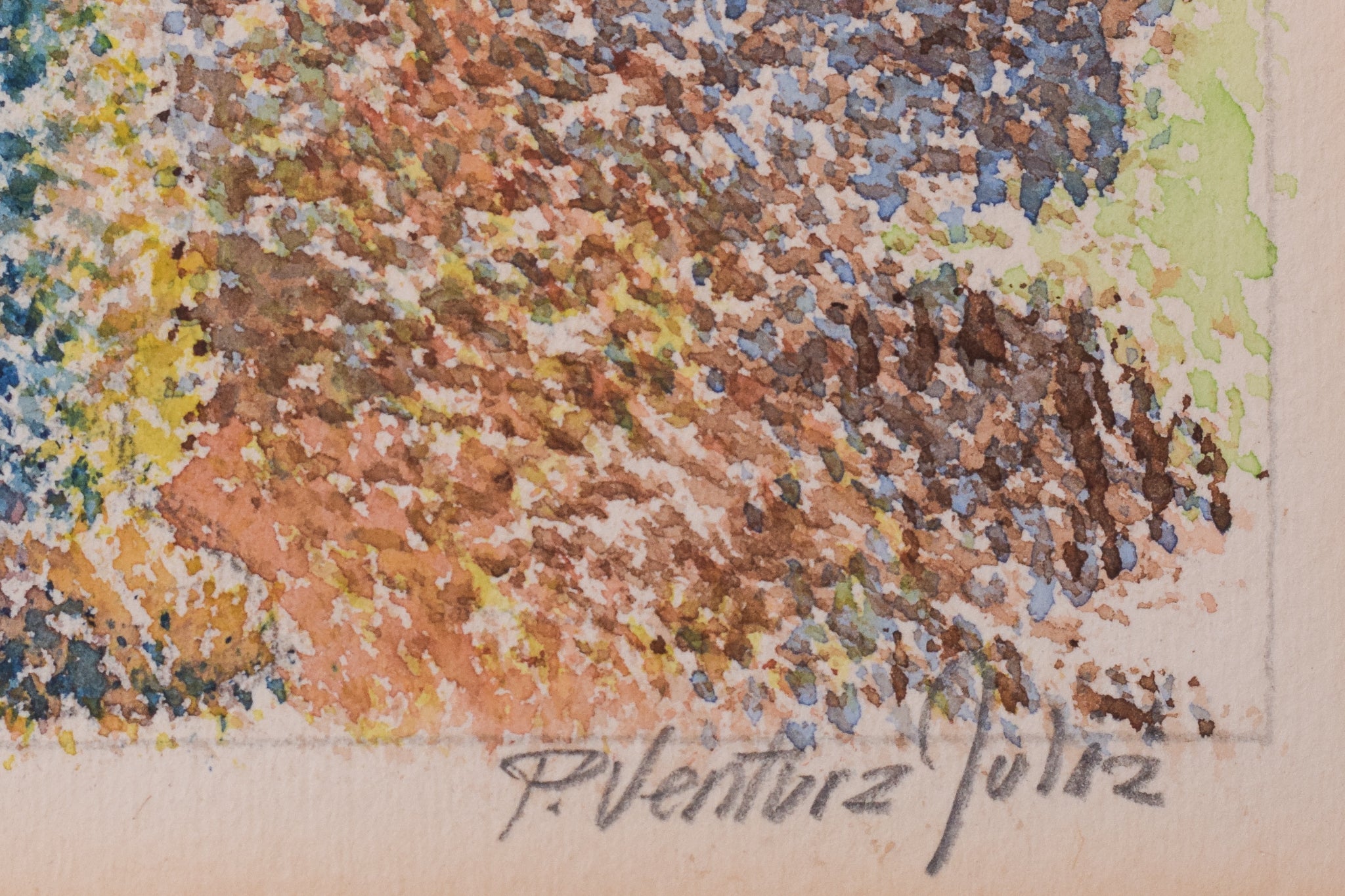 Artwork by Pere Ventura Julià, Three Pointillist Watercolours, Made of Watercolour on paper 