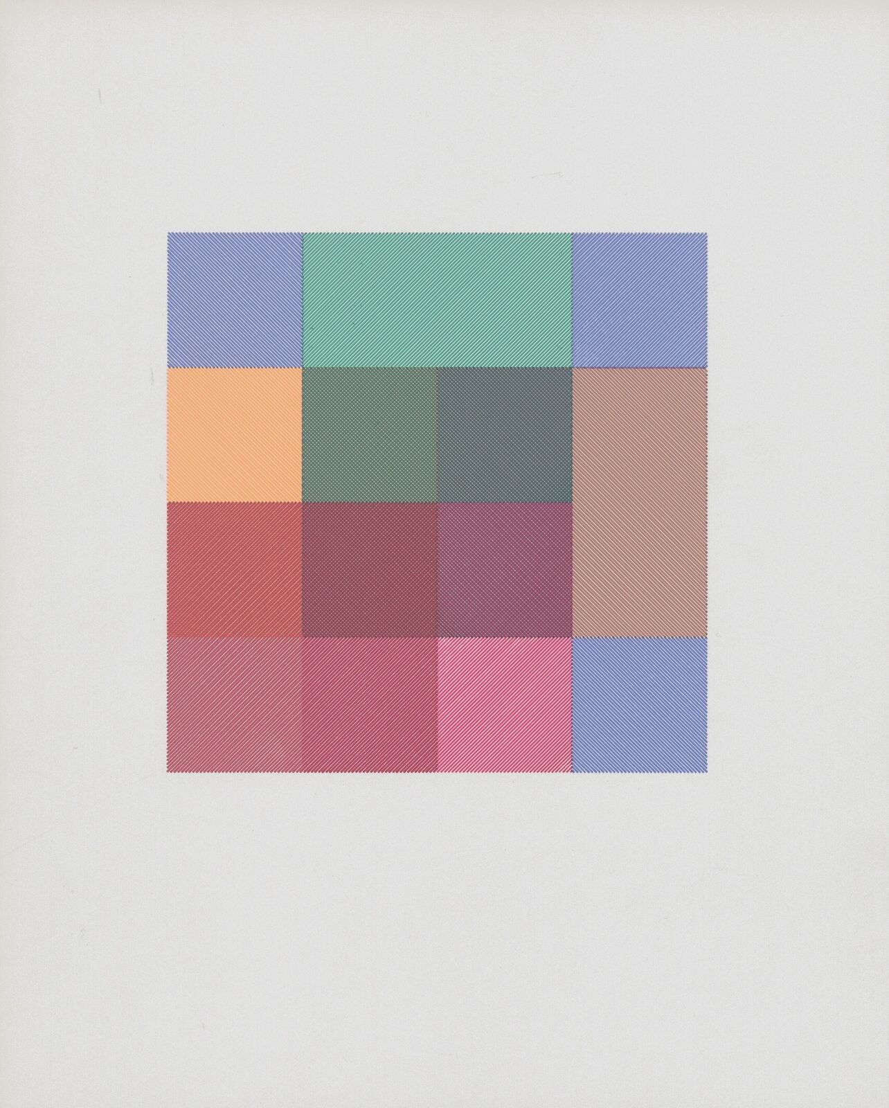 A picture of a square with different colored squares on it.