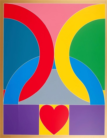 Artwork by Peter Blake, Olympic Symbol, Made of 11 colour screenprint with metallic finish on Somerset Radiant White Tub Sized satin 410gsm 