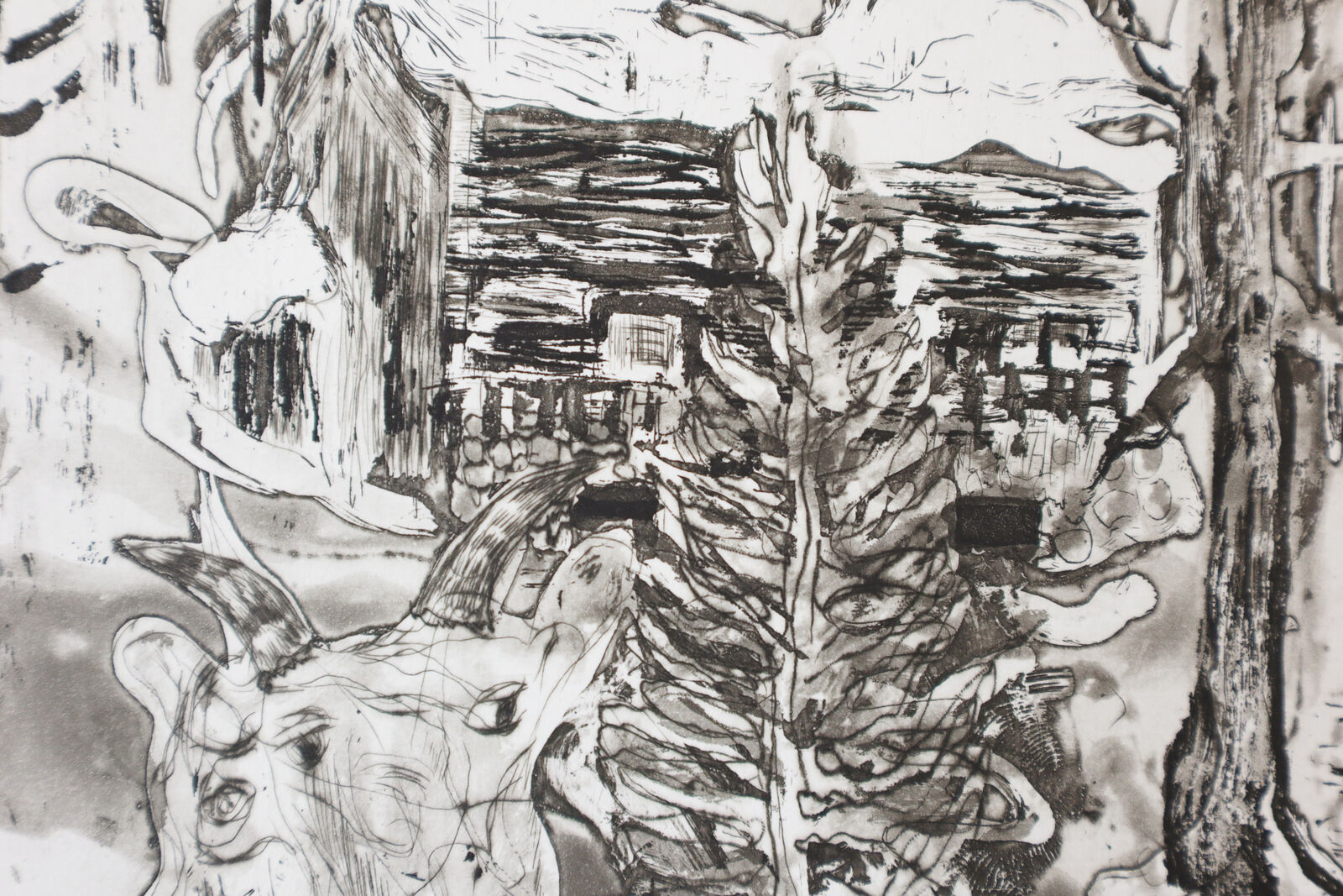 Artwork by Peter Doig, Chamois Cabin, Made of Etching with aquatint, spitbite, drypoint 