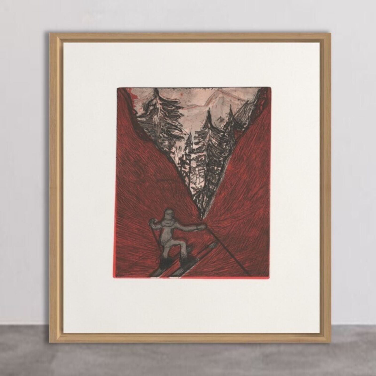 Artwork by Peter Doig, Couloir (Red), Made of Etching with aquatint, spitbite, drypoint 