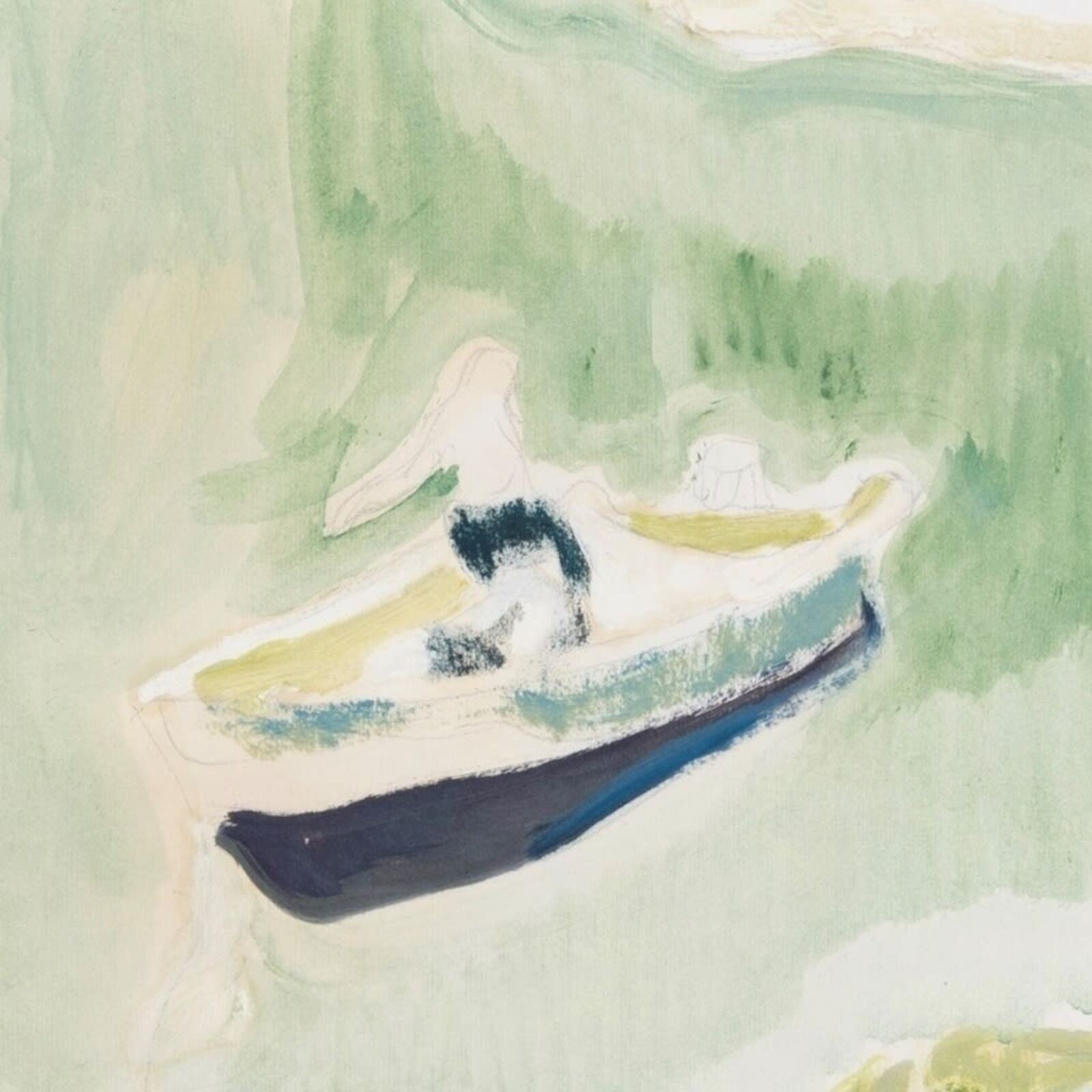 Artwork by Peter Doig, Cyril's Bay, Made of Digital pigment print with silkscreen varnish on Somerset Velvet 255gsm with hand torn edges 