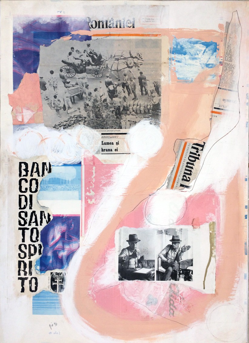 A layered collage featuring black-and-white historical photos, bold typography, and abstract color washes.