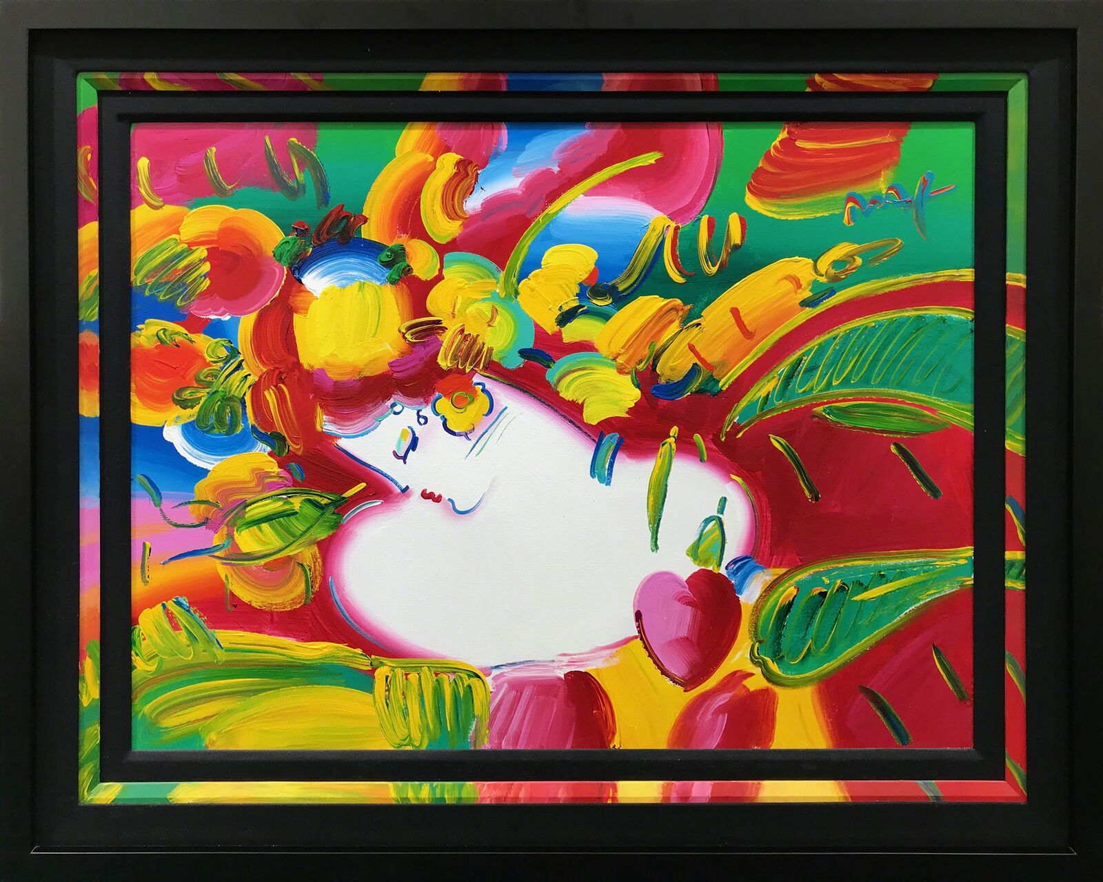 Artwork by Peter Max, FLOWER BLOSSOM LADY, Made of Acrylic On Canvas 