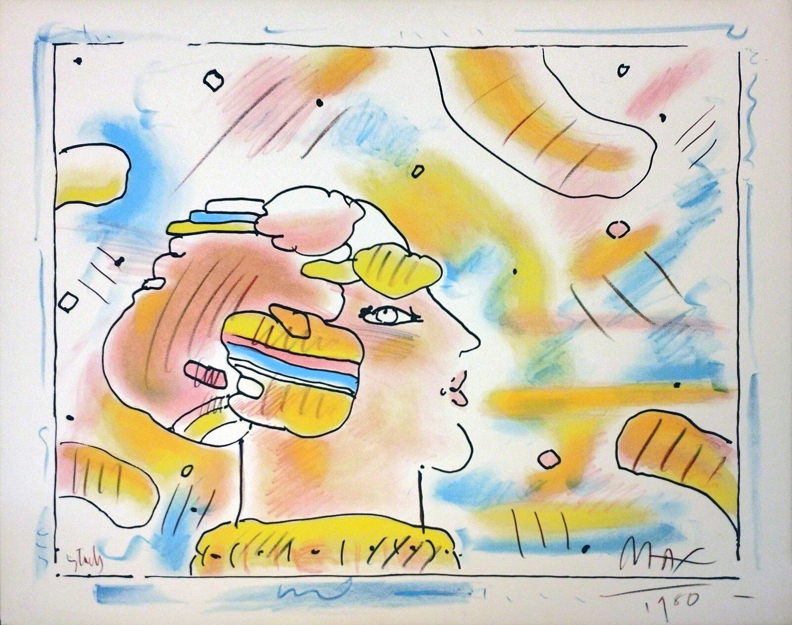 Artwork by Peter Max, FROM ANOTHER PLANET, Made of Hand Embellished Lithograph 
