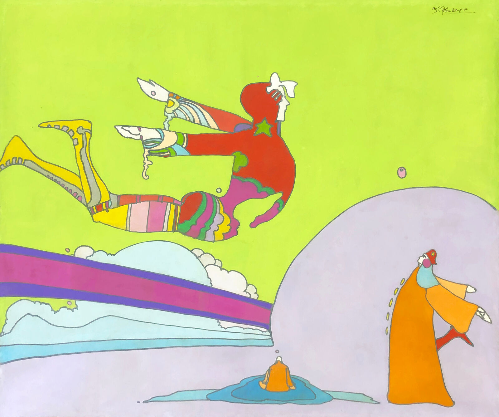 Artwork by Peter Max, HIS BIRTHDAY, Made of Acrylic On Canvas 