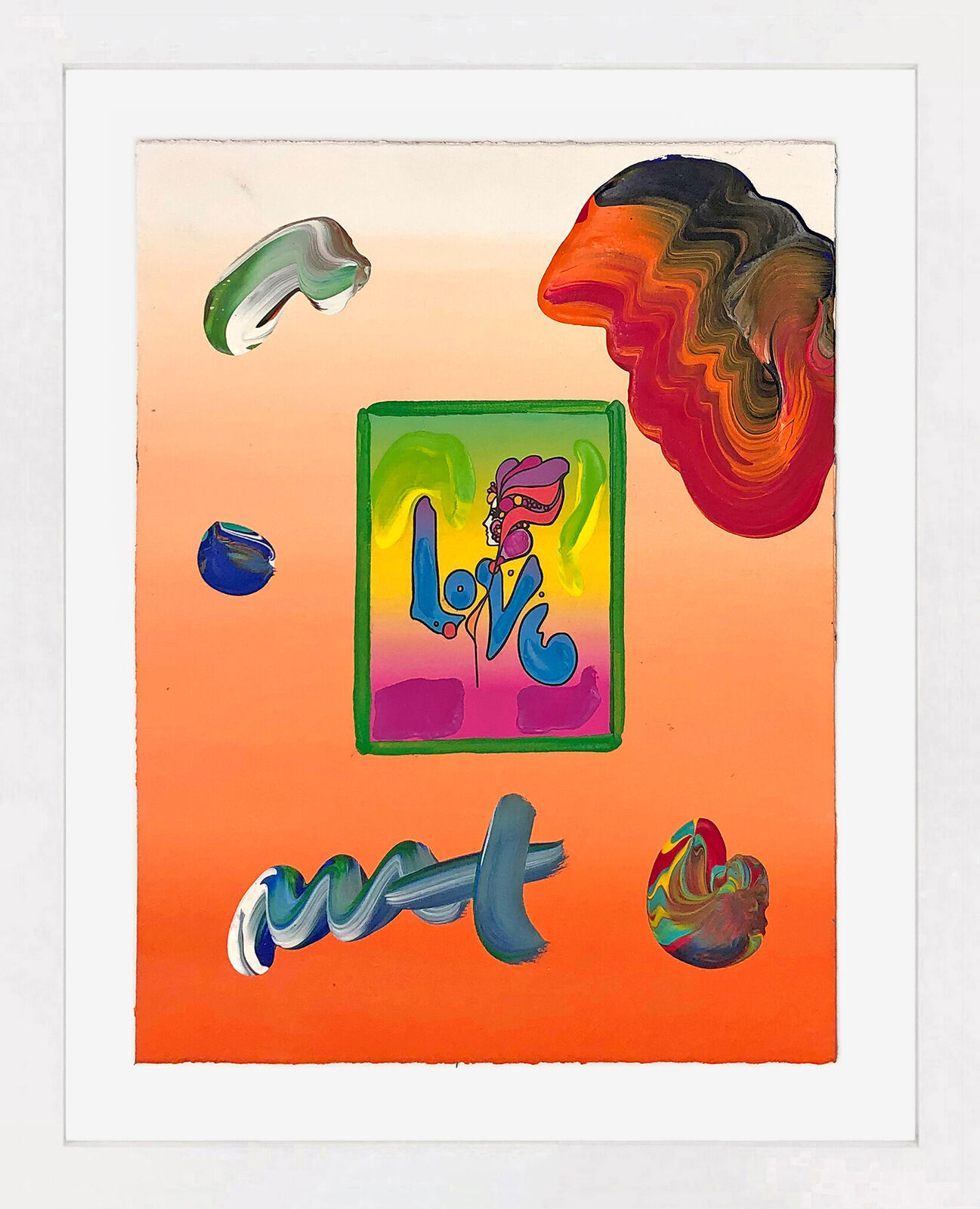 Artwork by Peter Max, Love (unique mixed media on paper), Made of Mixed Media On Paper 