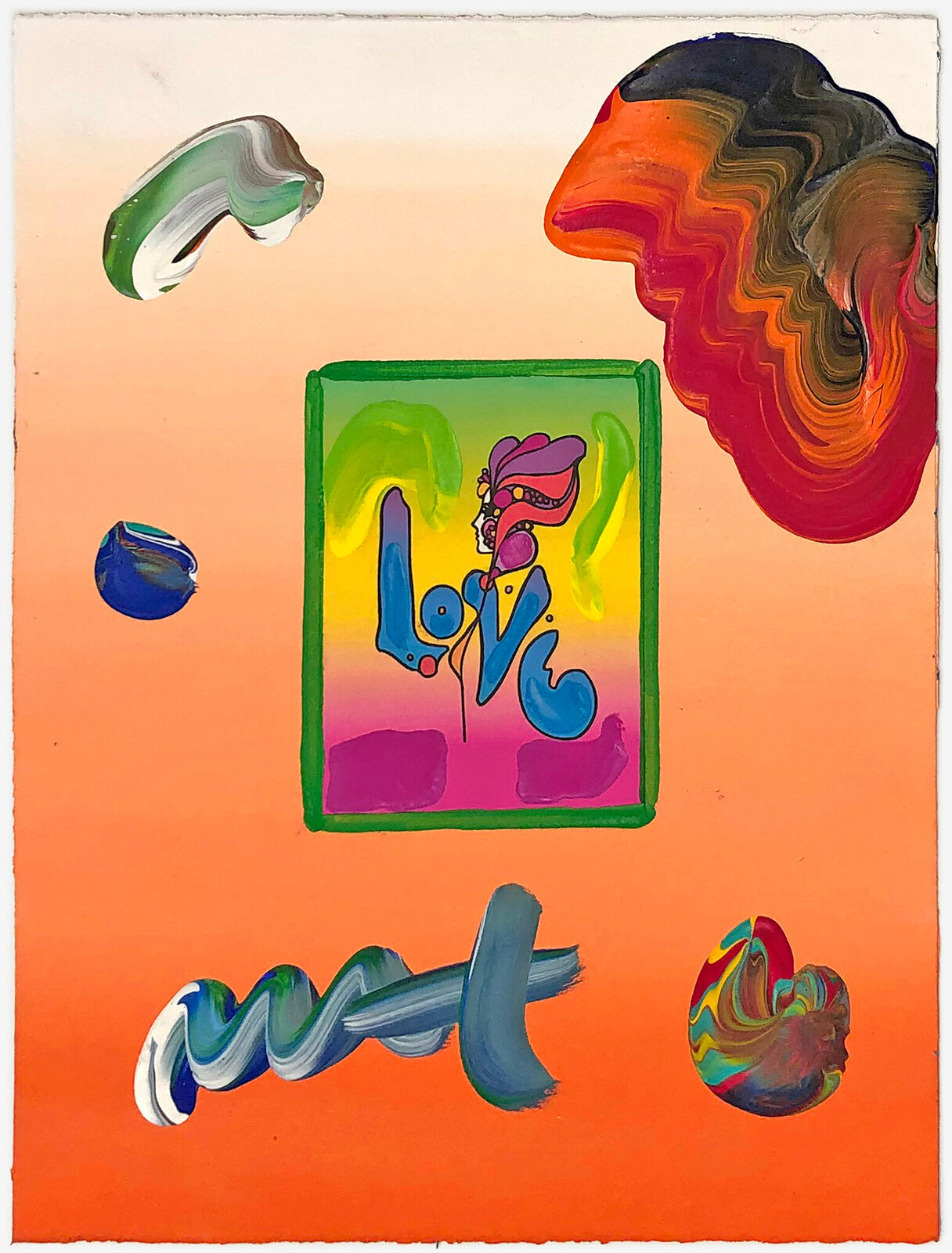 Artwork by Peter Max, Love (unique mixed media on paper), Made of Mixed Media On Paper 