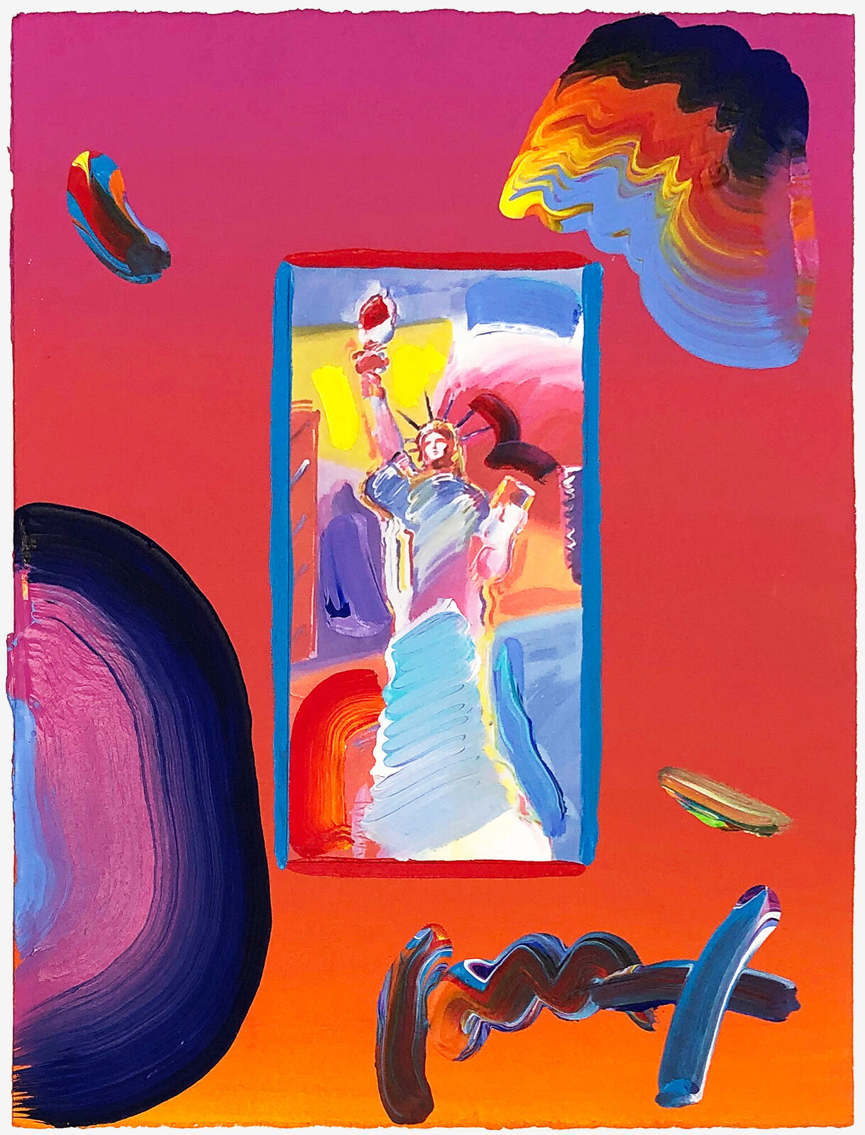 Artwork by Peter Max, Statue of Liberty (unique mixed media on paper), Made of Mixed Media On Paper 