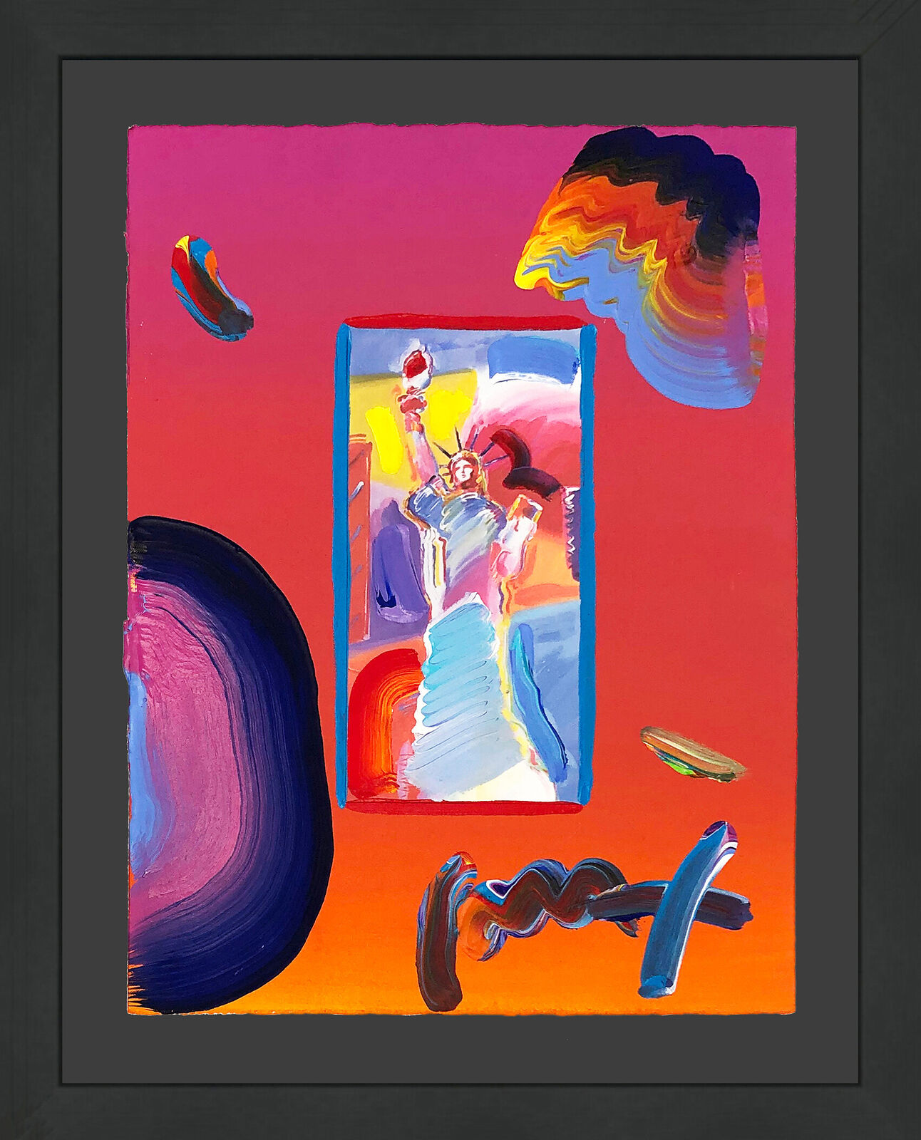 Artwork by Peter Max, Statue of Liberty (unique mixed media on paper), Made of Mixed Media On Paper 