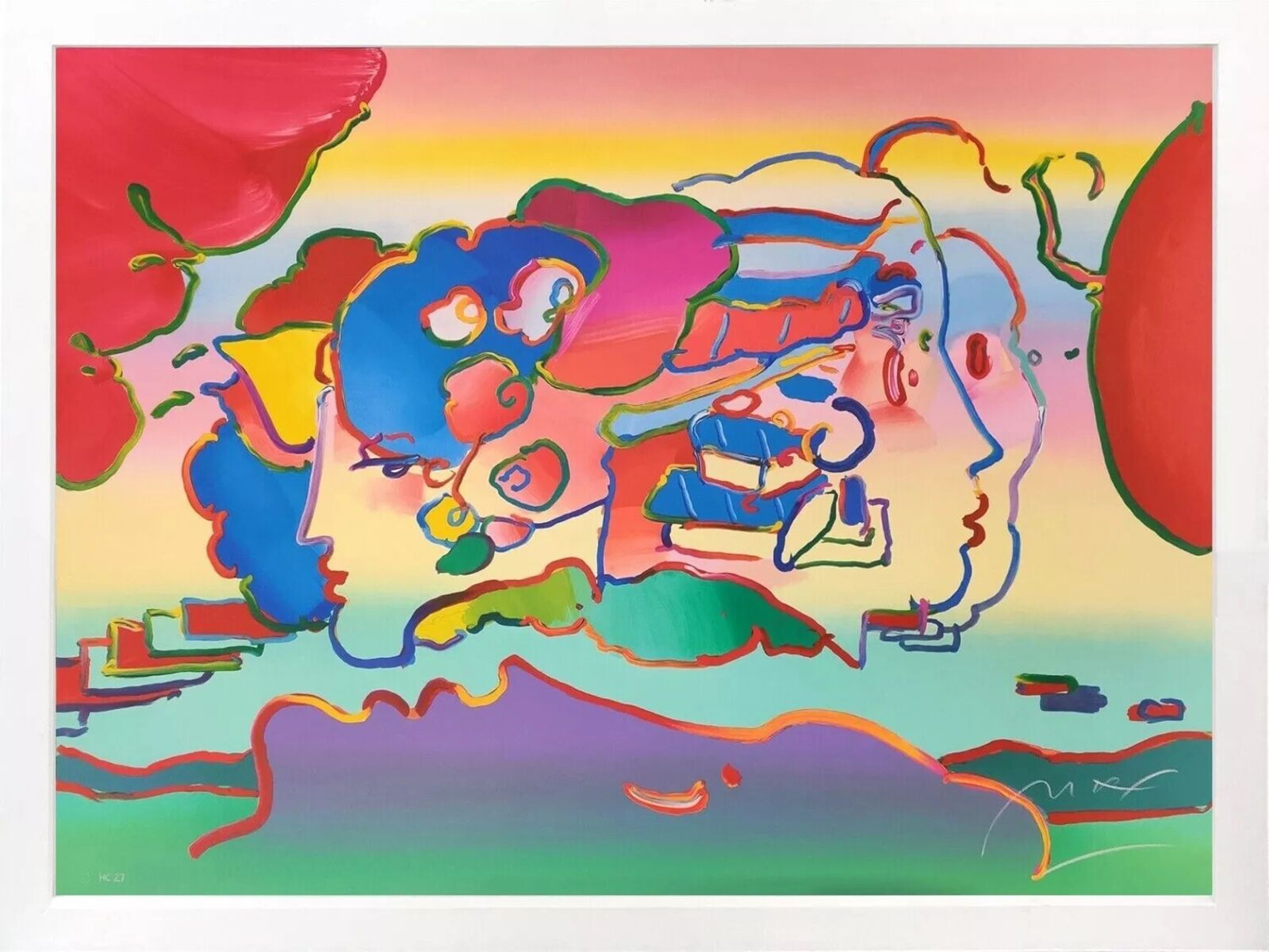 Artwork by Peter Max, THREE FACES, Made of Screen Print 