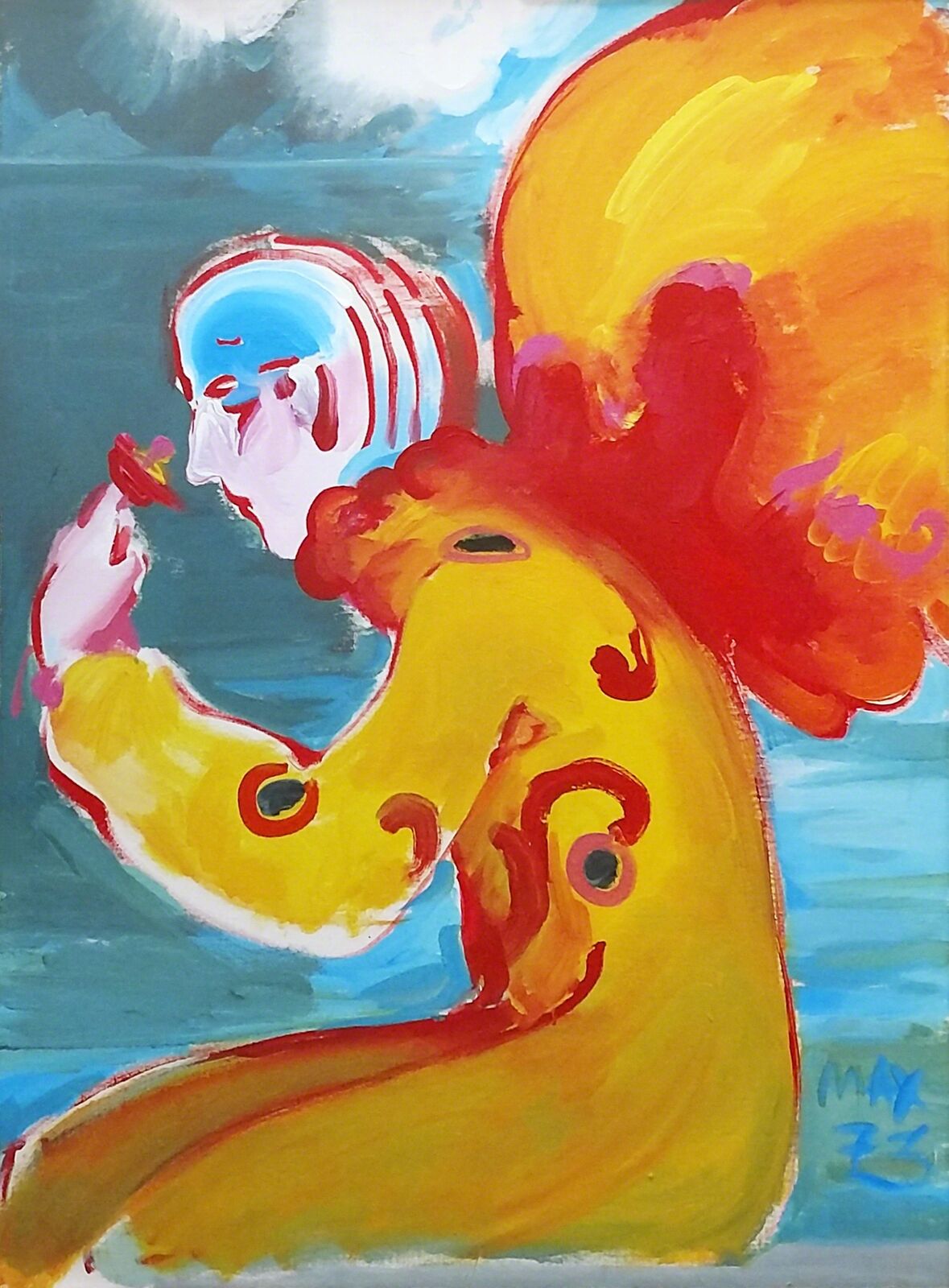 Artwork by Peter Max, ANGEL, Made of Acrylic On Canvas 