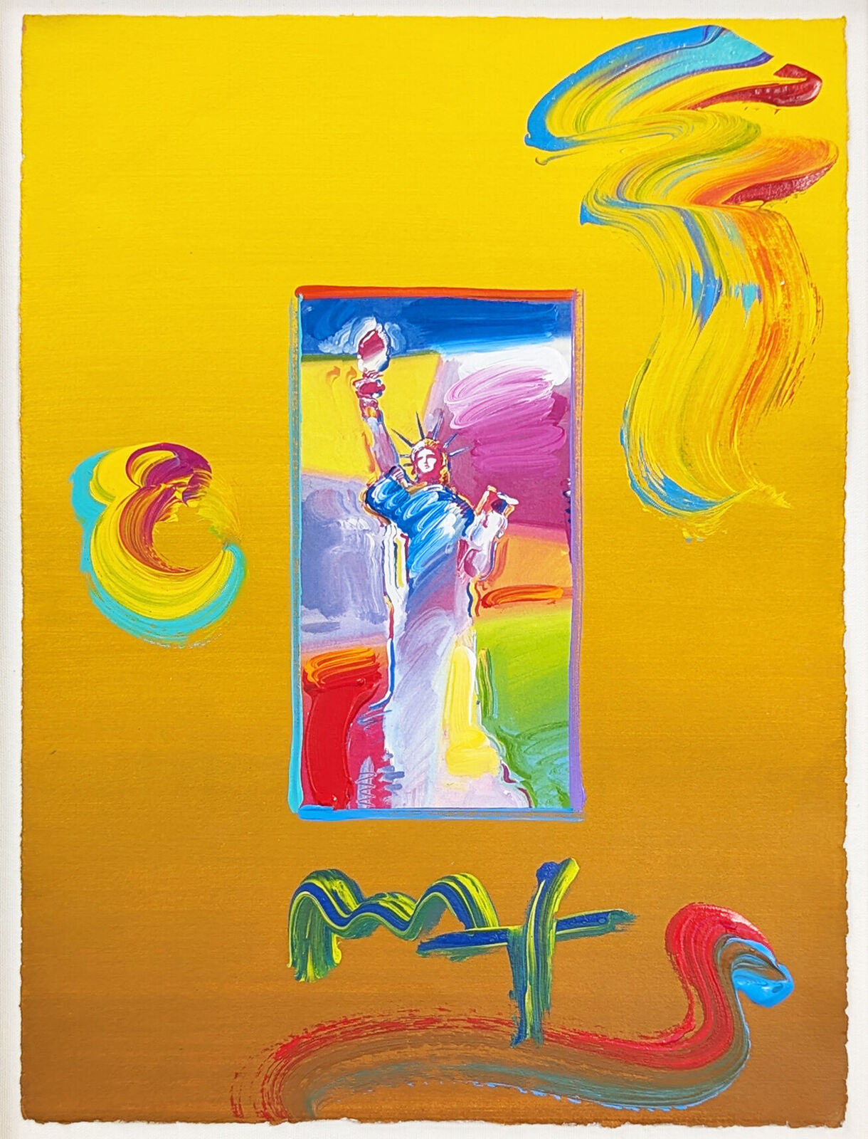 Peter Max | Statue of Liberty (unique mixed media on paper) (2010 ...