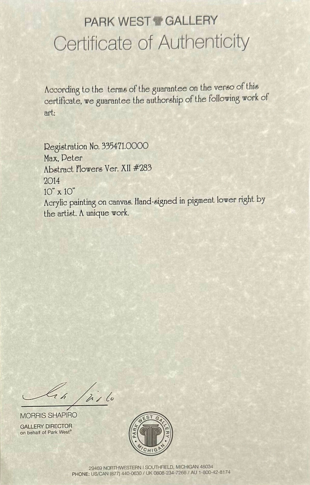 A painting of colorful flowers in a vase in a gold frame.