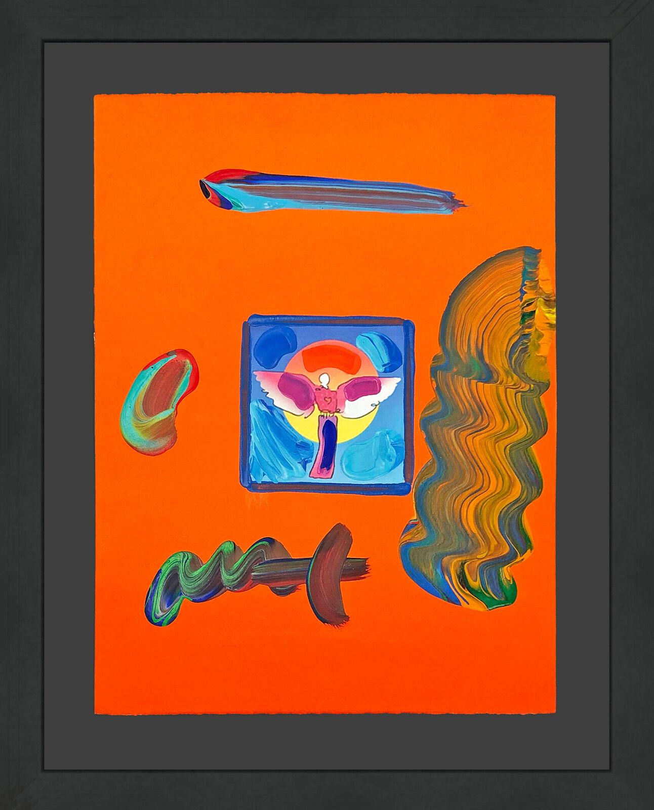 Artwork by Peter Max, Angel with Heart (unique mixed media on paper), Made of Mixed Media On Paper 