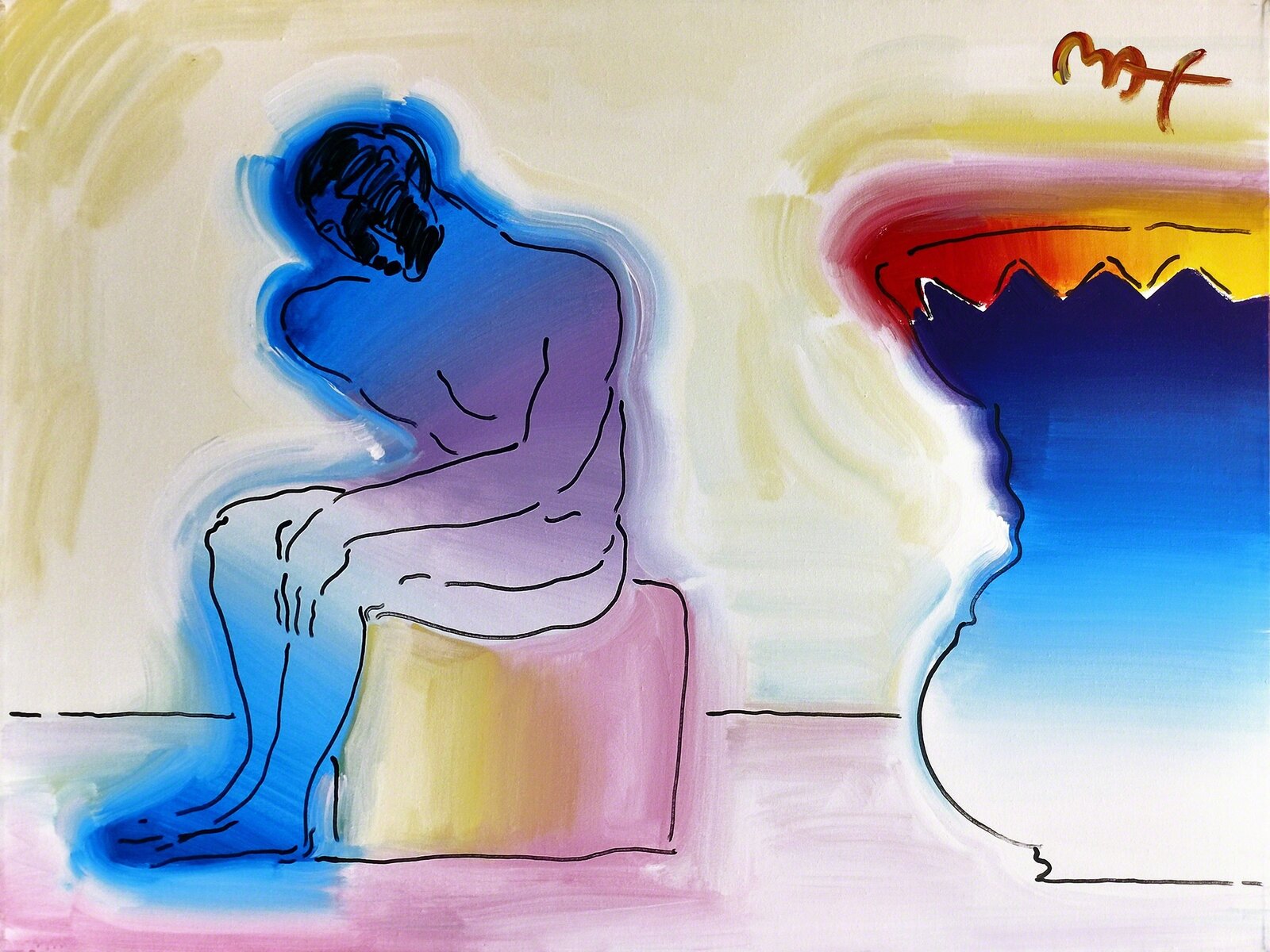 Blue Thinker by Peter Max, 1998