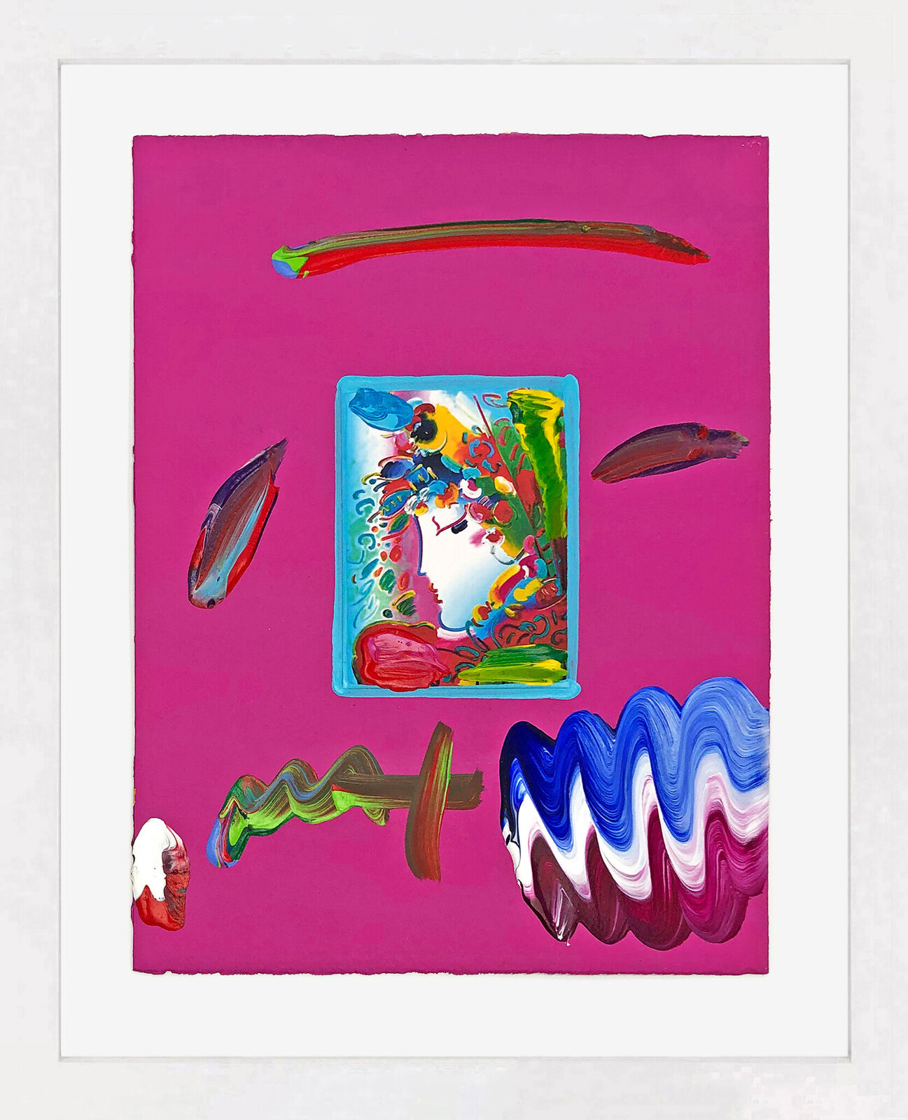 Artwork by Peter Max, Blushing Beauty (unique mixed media on paper), Made of Mixed Media On Paper 