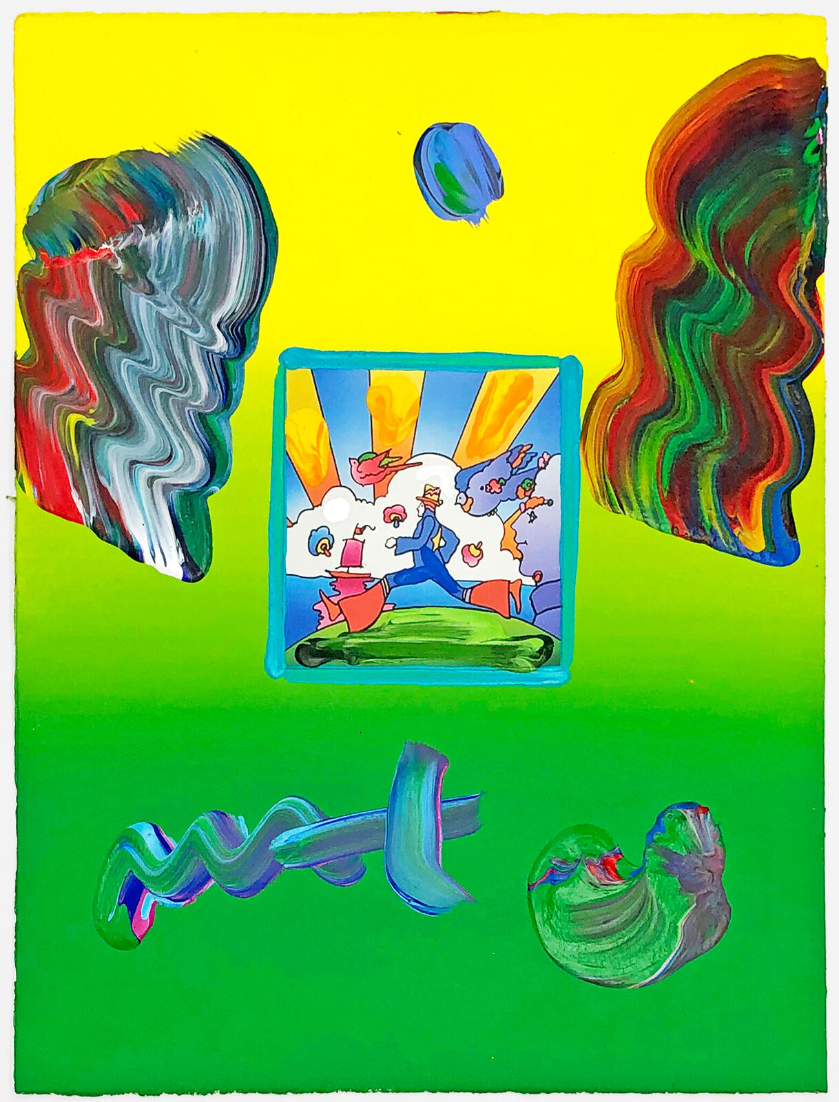 Cosmic Runner (unique mixed media on paper)