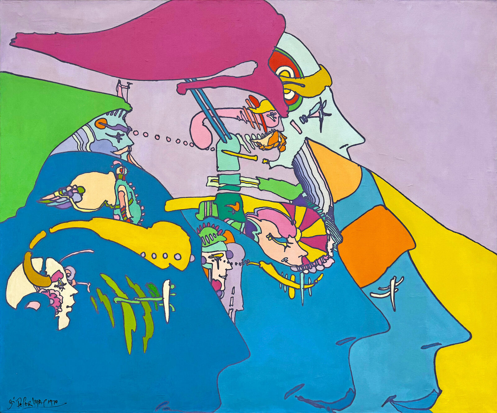 Artwork by Peter Max, Intricacies Of The Mind (huge original painting), Made of Acrylic On Canvas 