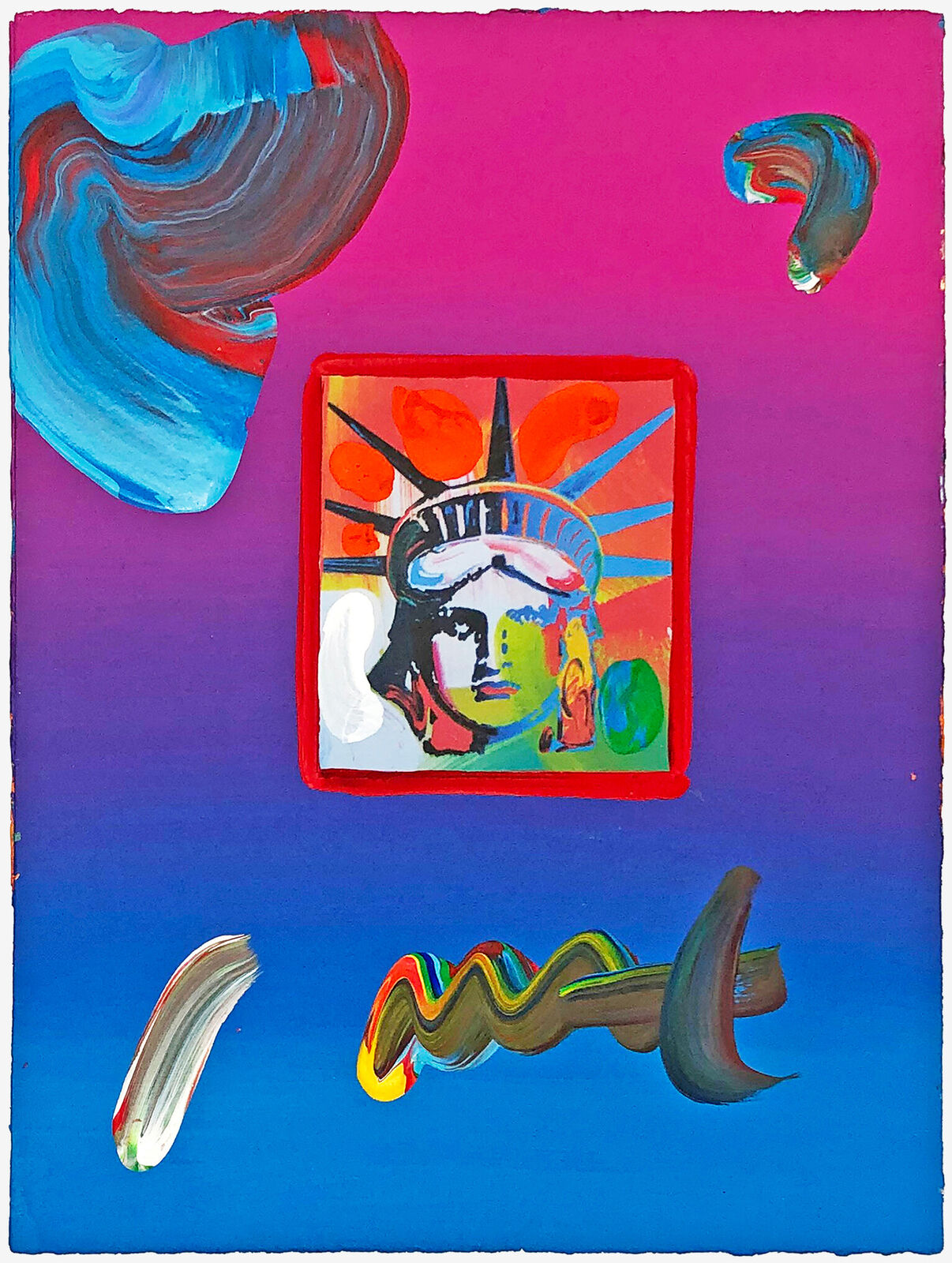 Artwork by Peter Max, Liberty Head (unique mixed media on paper), Made of Mixed Media On Paper 