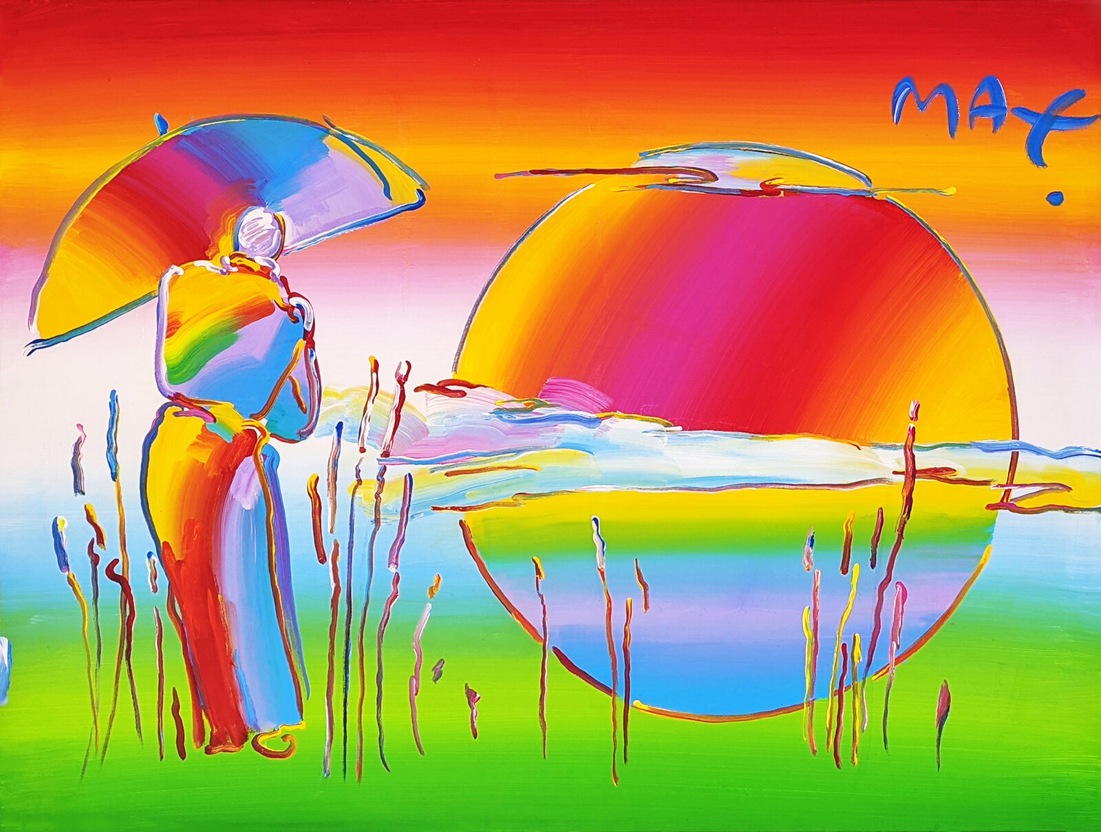 Artwork by Peter Max, New Moon, Made of Acrylic On Canvas 