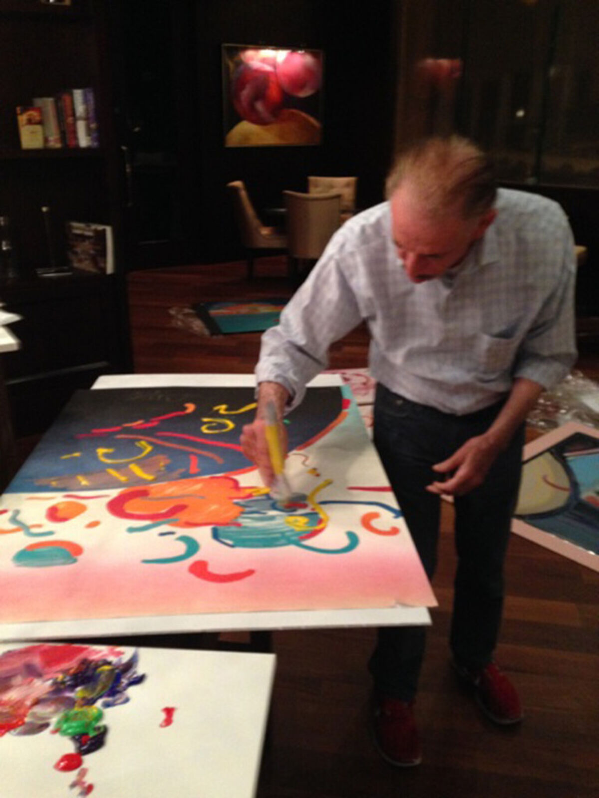 Artwork by Peter Max, Profile with Red Hearts (original painting on canvas), Made of Acrylic On Canvas 