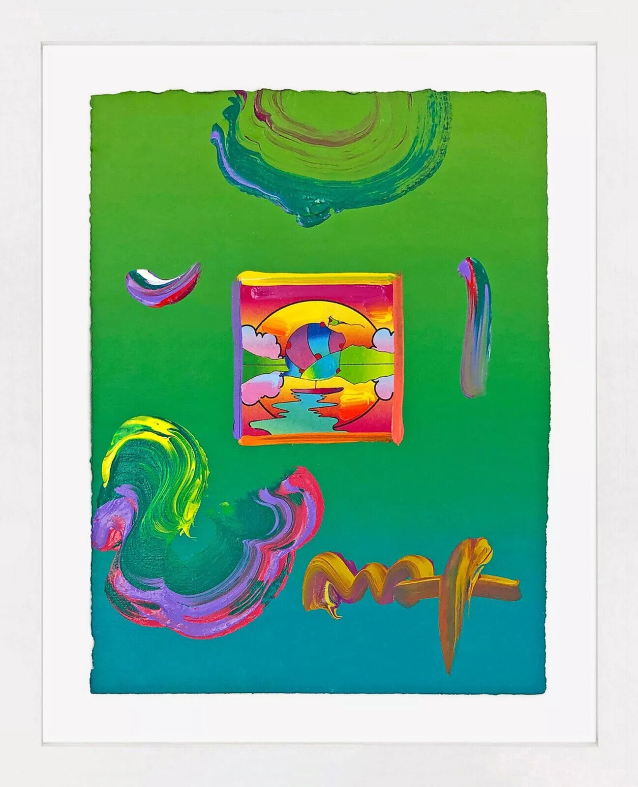 Sailboat I (unique mixed media on paper) by Peter Max, 2010