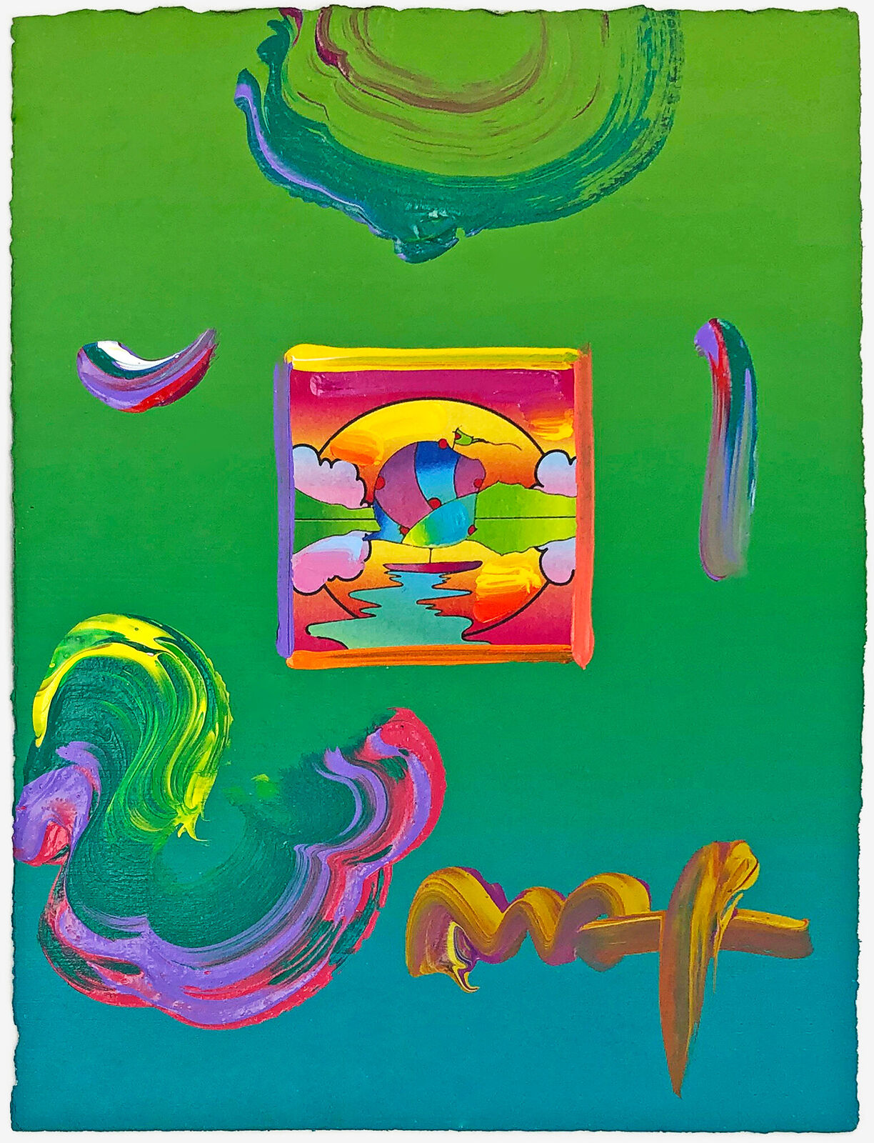 Artwork by Peter Max, Sailboat I (unique mixed media on paper), Made of Mixed Media On Paper 