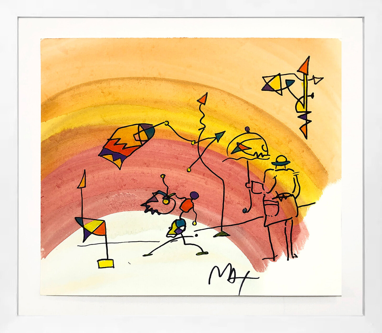 Artwork by Peter Max, Umbrella Man (Rainbow), Made of Mixed Media On Paper 