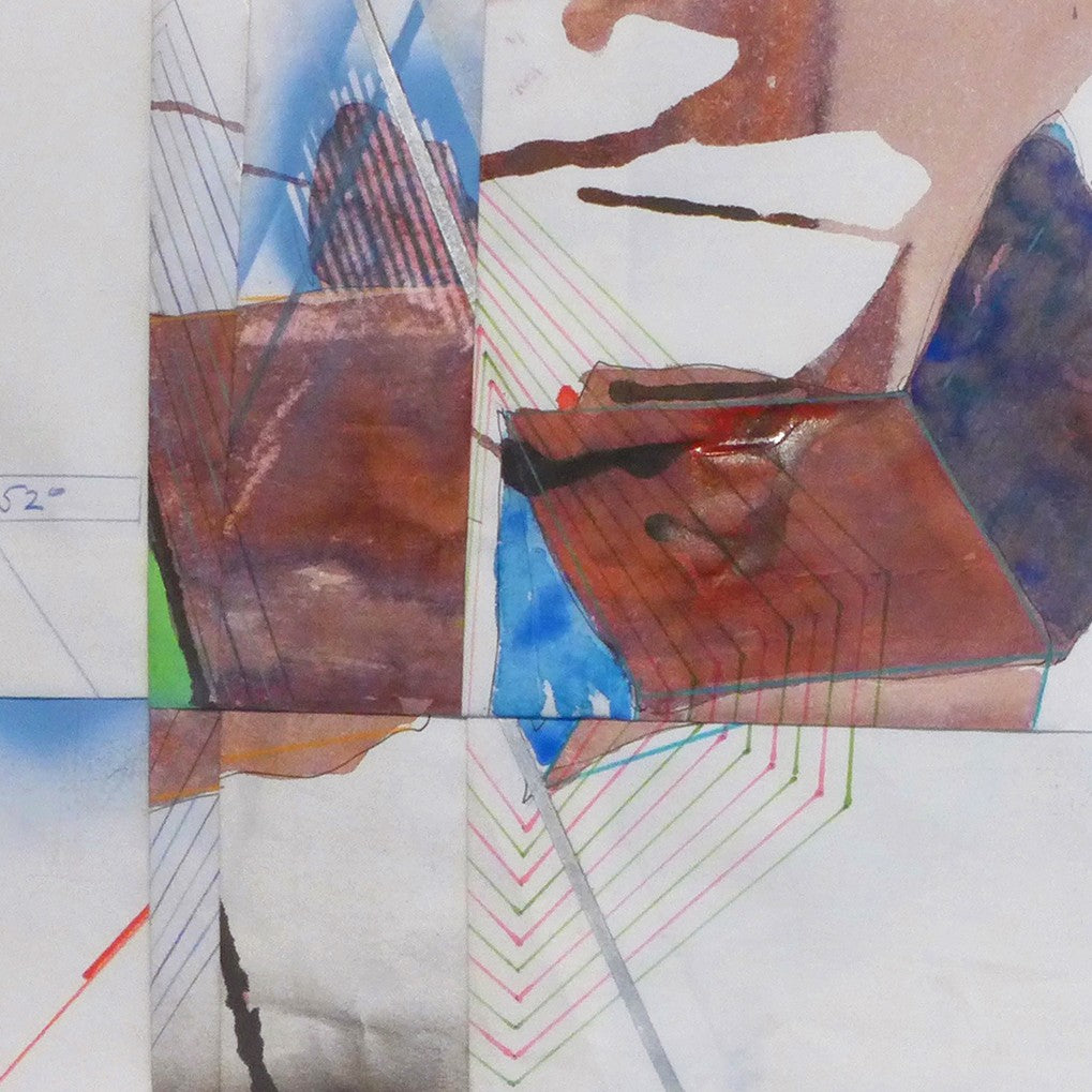 Artwork by Peter Soriano, L.I.C., Made of Spray paint, pencil, ink, watercolor on paper 
