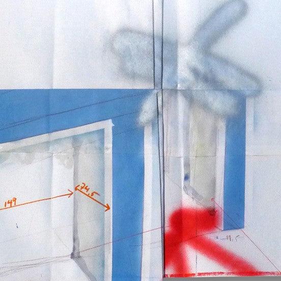 Artwork by Peter Soriano, L.I.C. (Blue), Made of Spray paint, pencil, ink, watercolor on paper 